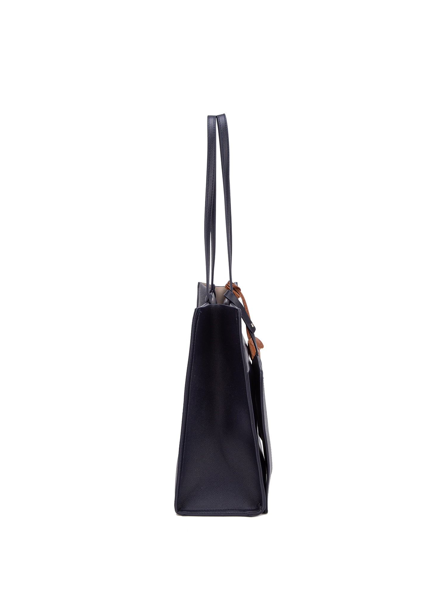 Borsa Shopper in 100% Pu Vegan Leather Blu Scuro