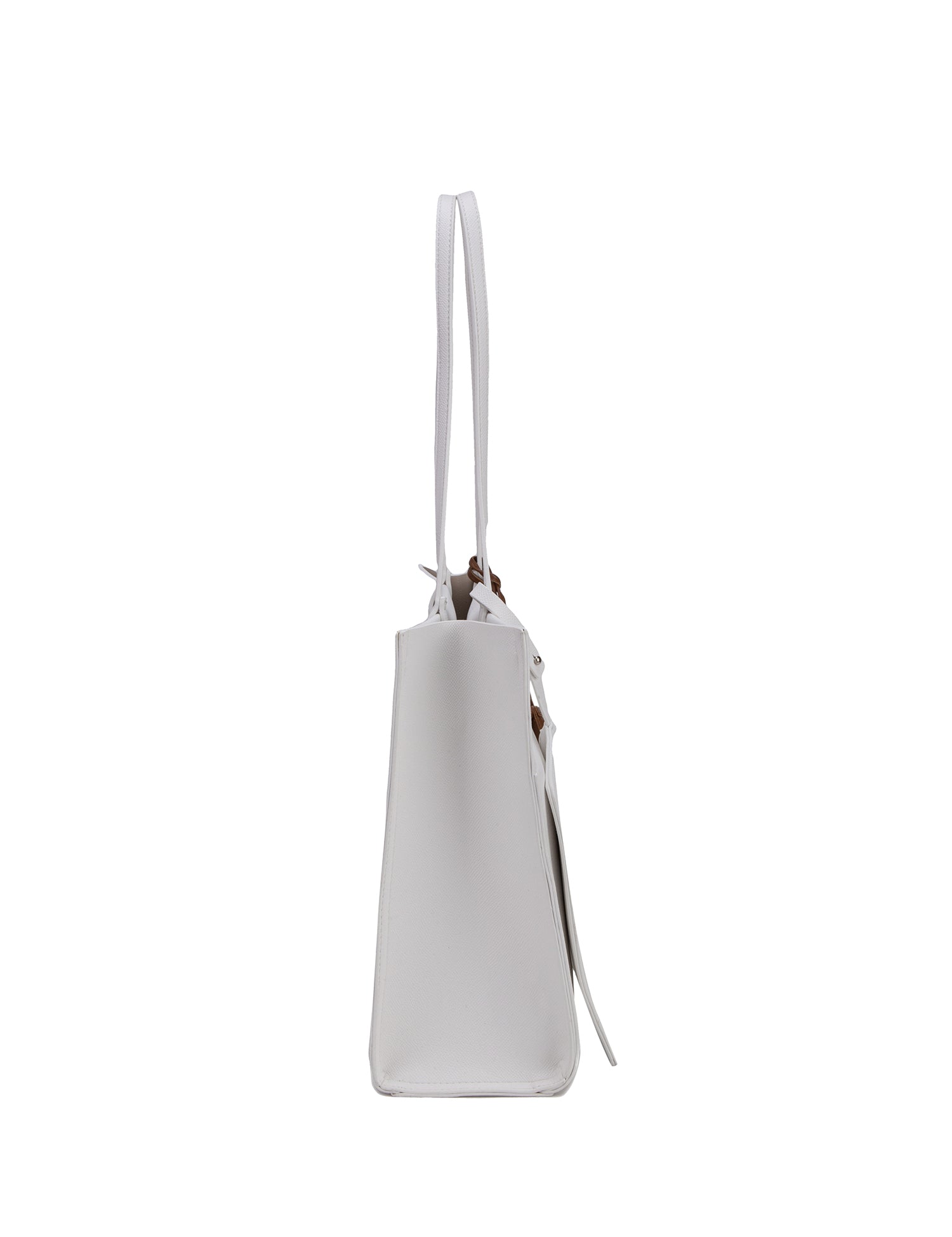 Borsa Shopper in 100% Pu Vegan Leather Bianco
