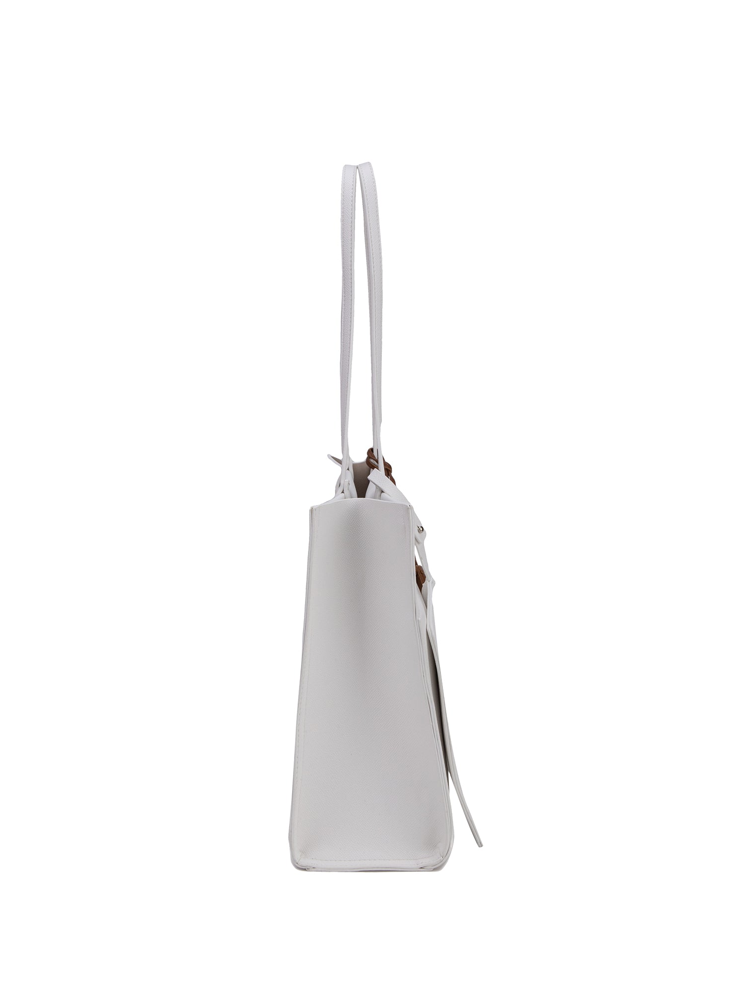 Borsa Shopper in 100% Pu Vegan Leather Bianco