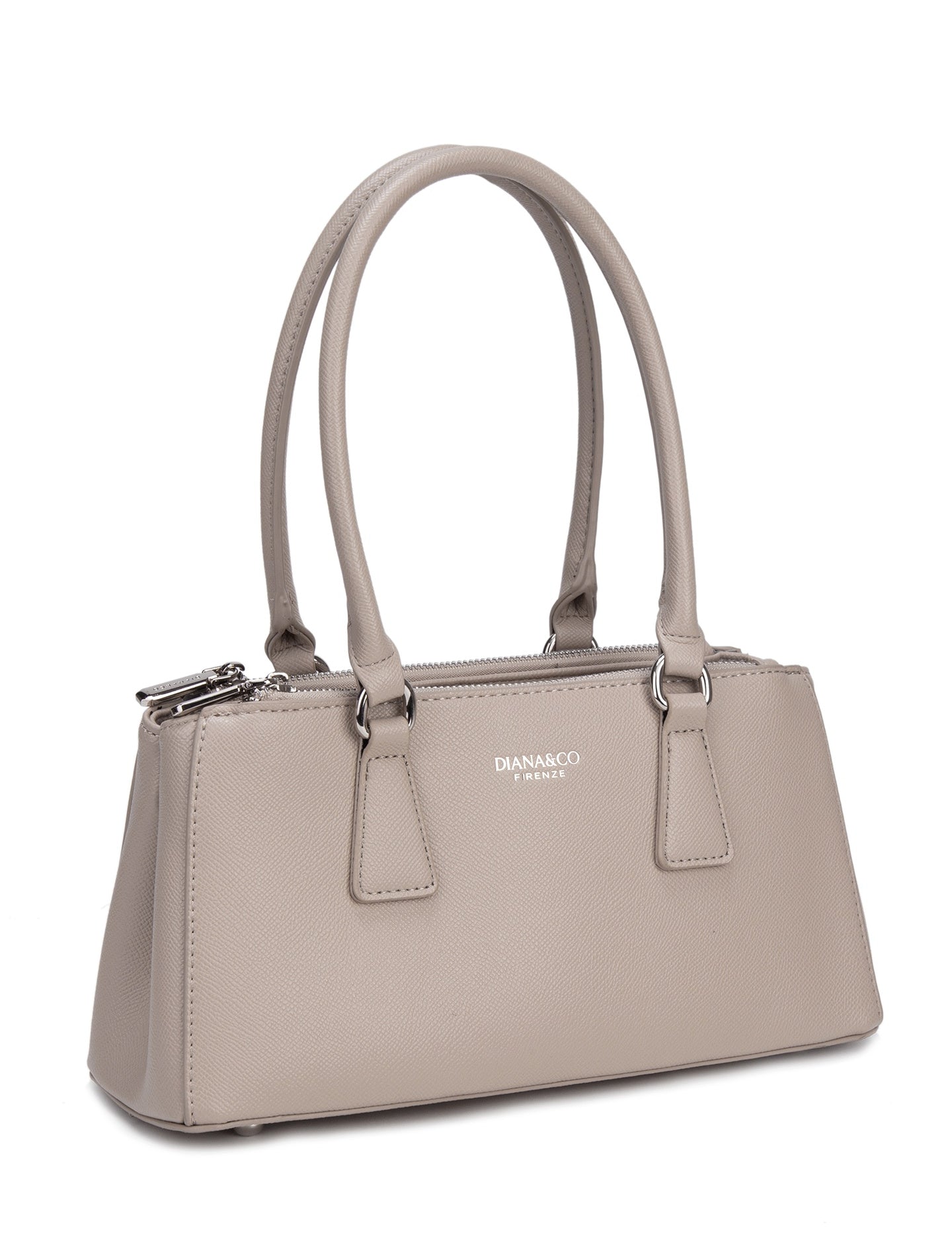 Borsa a Mano in Pelle Vegana Beige Scuro