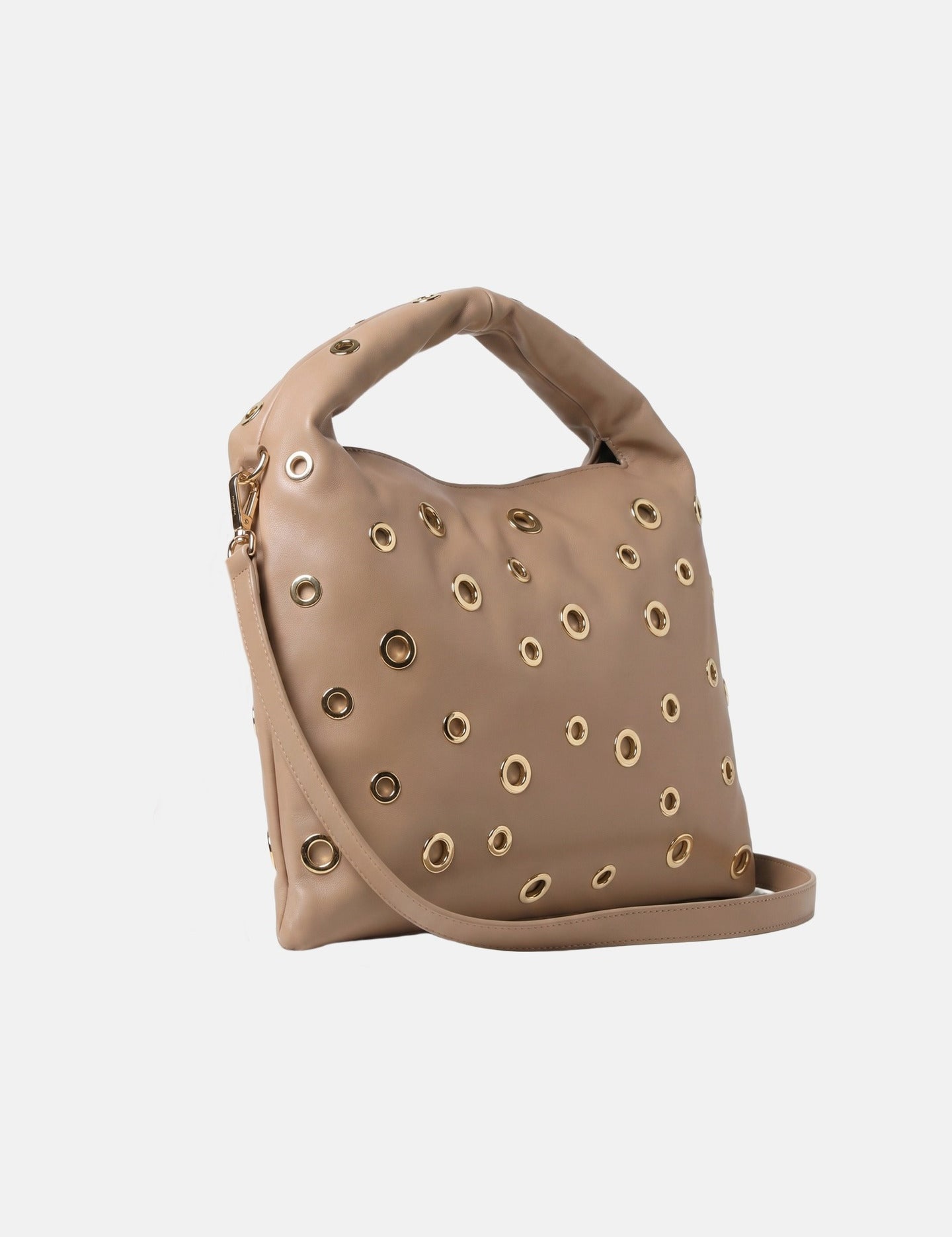 Borsa a Spalla in Pelle Vegana Marrone Scuro