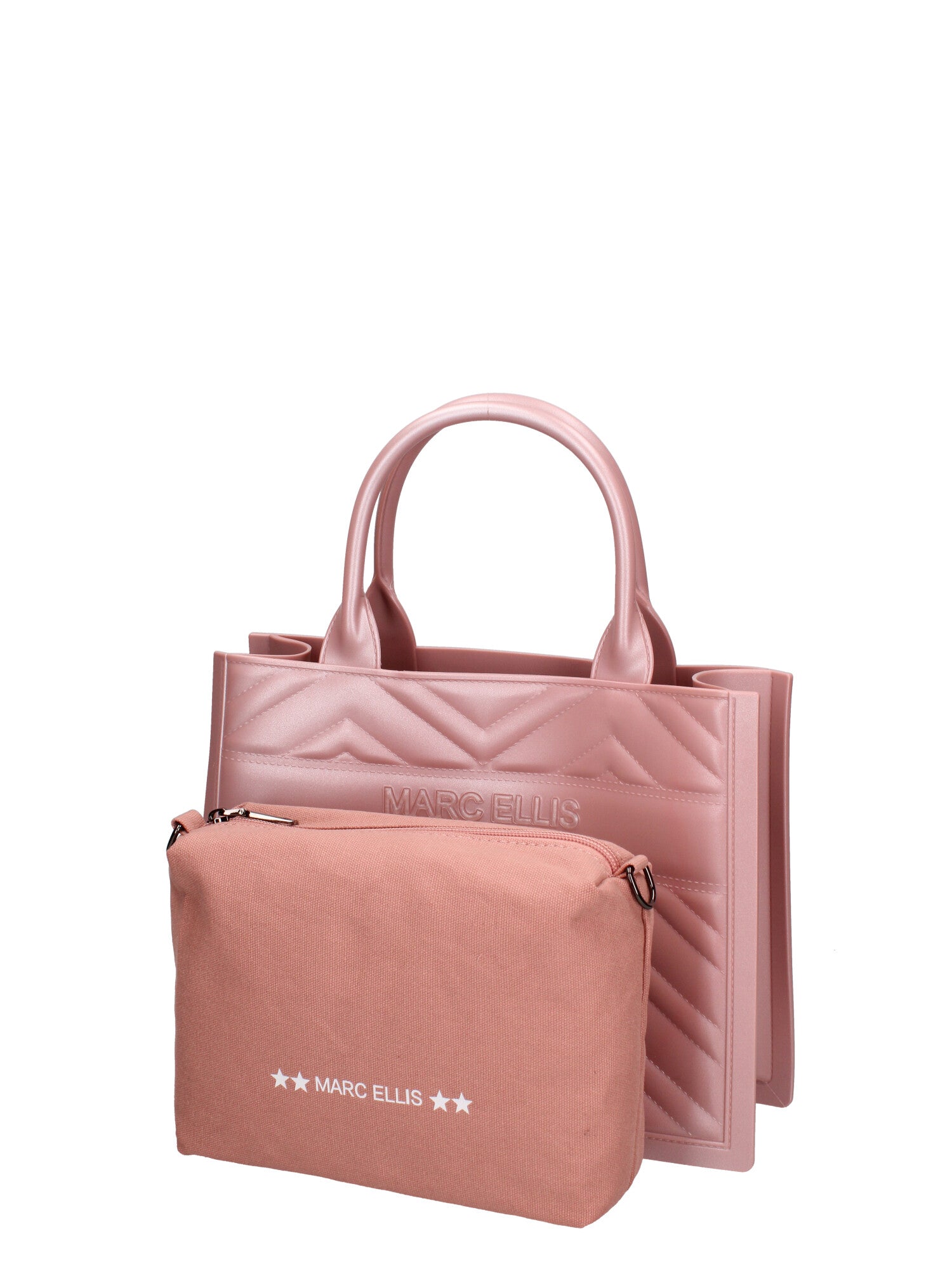 Borsa a mano da donna 100% gomma FLAT BUBY WAVE M -OLD ROSE-CDF Marc Ellis