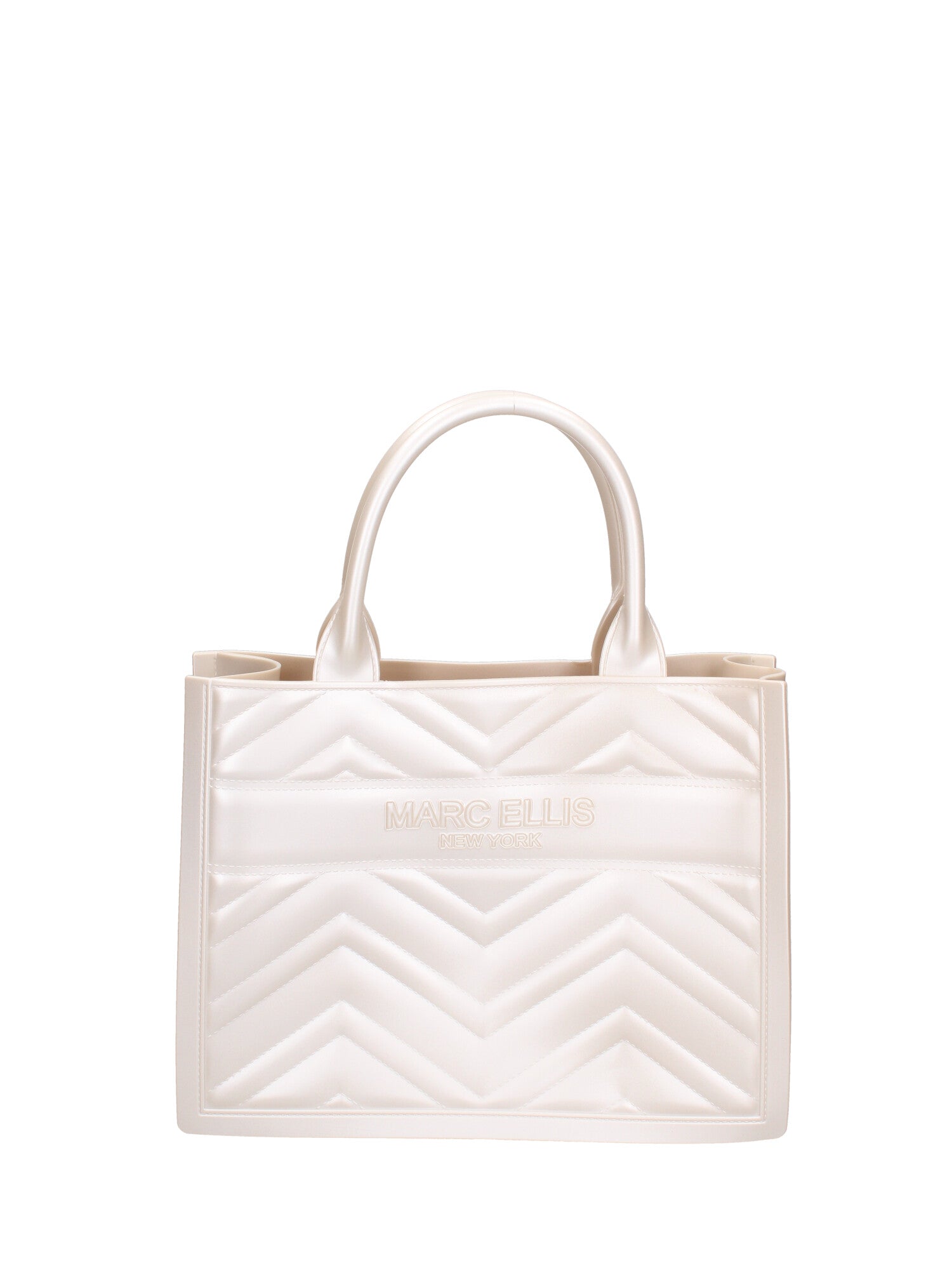 Borsa a mano da donna 100% gomma FLAT BUBY WAVE M -WHITECAP-LIGHT GOLD Marc Ellis