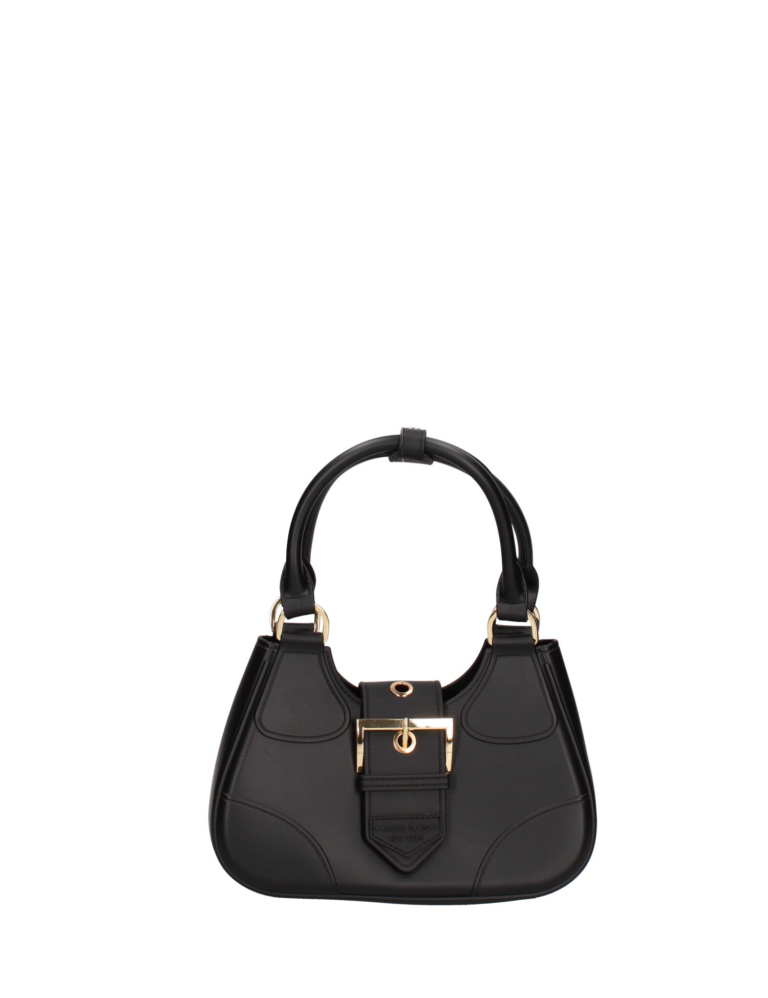 Borsa a mano da donna 100% gomma FLAT CIRCLE-BLACK-LIGHT GOLD Marc Ellis