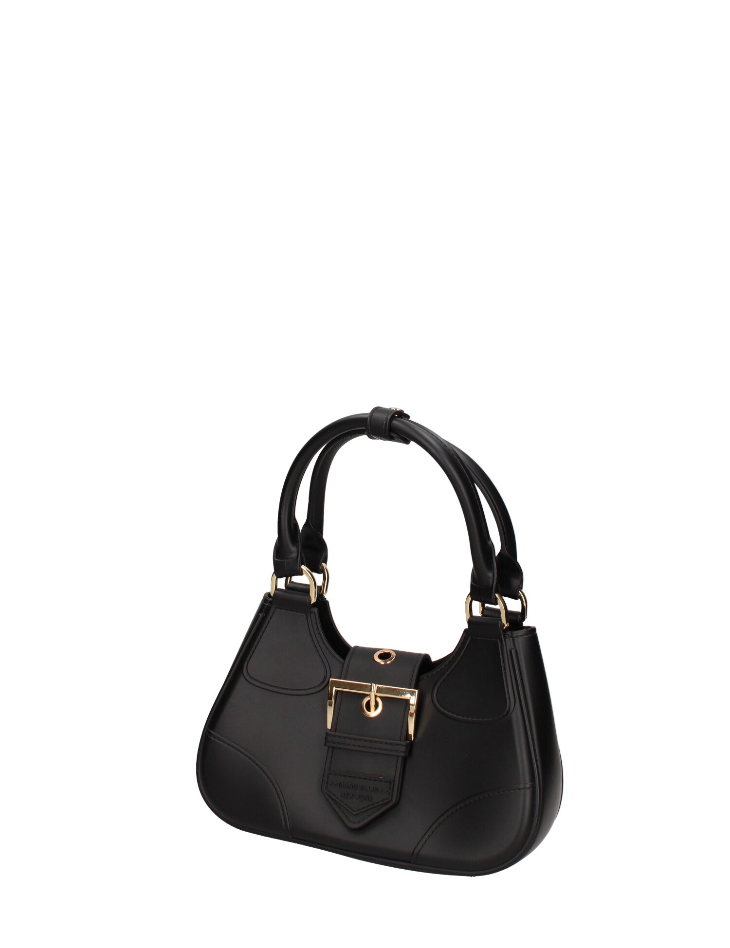 Borsa a mano da donna 100% gomma FLAT CIRCLE-BLACK-LIGHT GOLD Marc Ellis