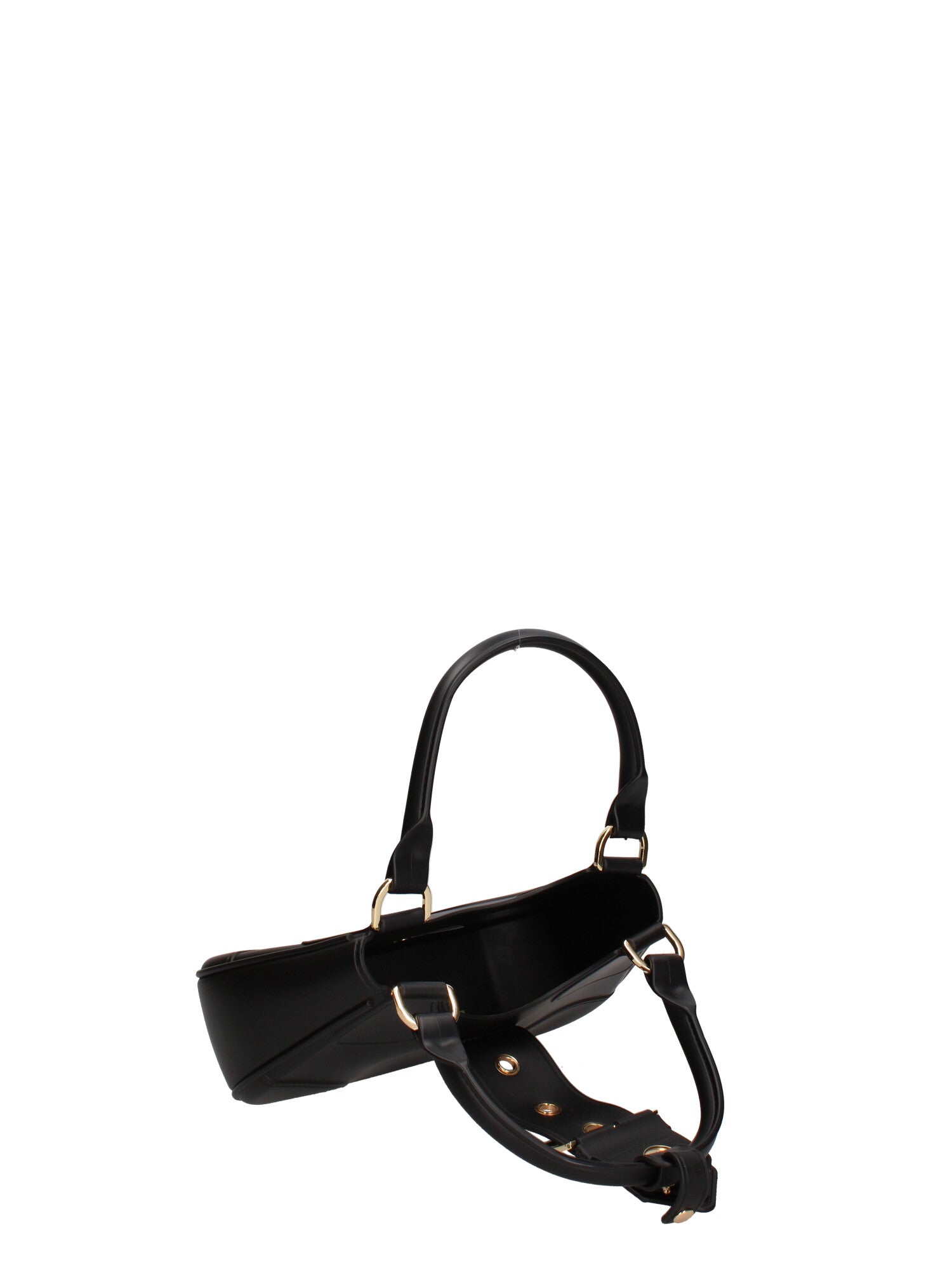 Borsa a mano da donna 100% gomma FLAT CIRCLE-BLACK-LIGHT GOLD Marc Ellis