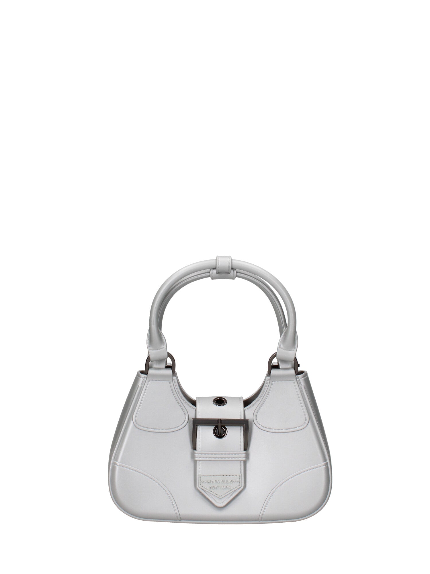 Borsa a mano da donna 100% gomma FLAT CIRCLE-GLACIER GRAY-SATIN CDF Marc Ellis