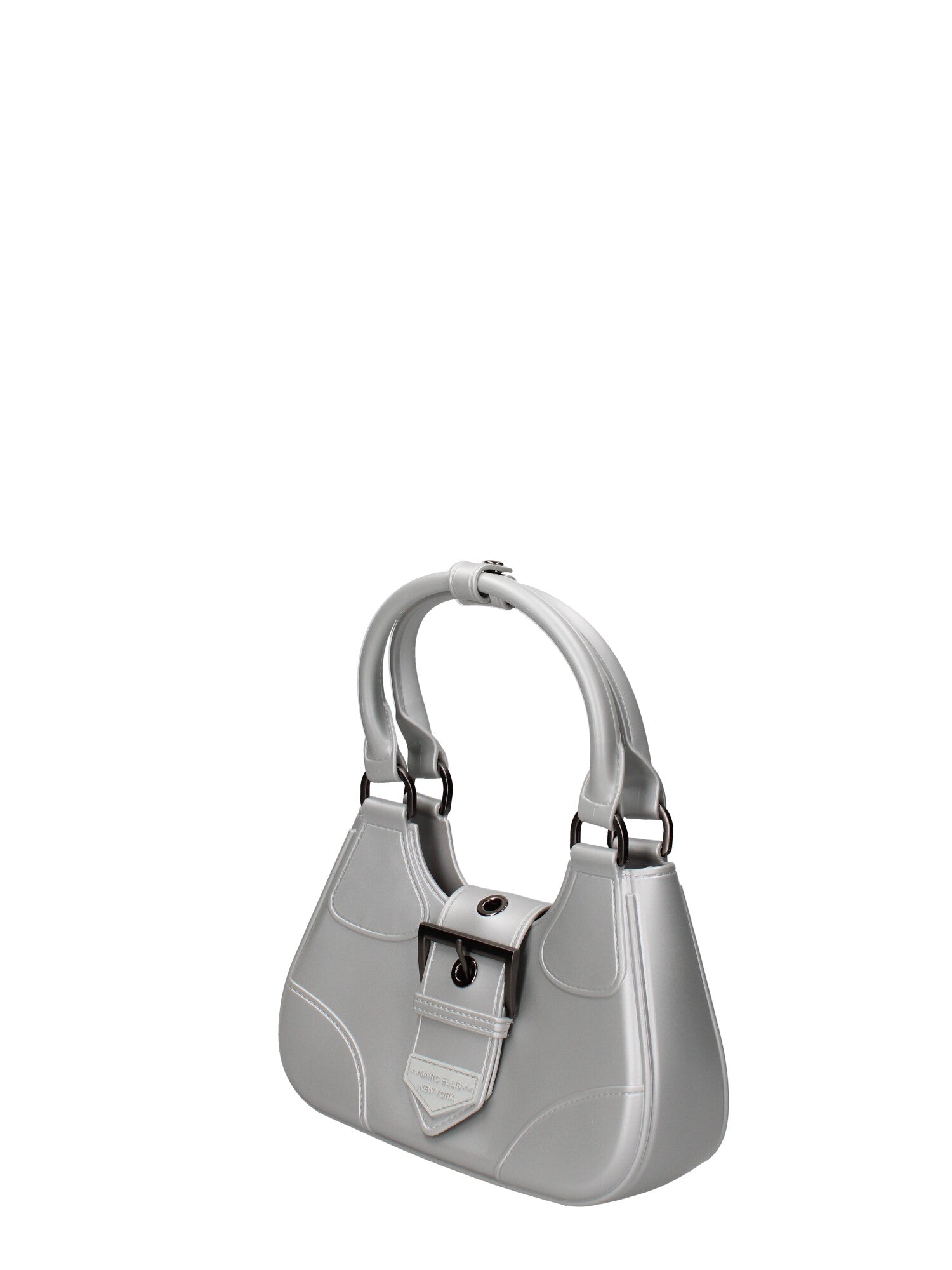 Borsa a mano da donna 100% gomma FLAT CIRCLE-GLACIER GRAY-SATIN CDF Marc Ellis