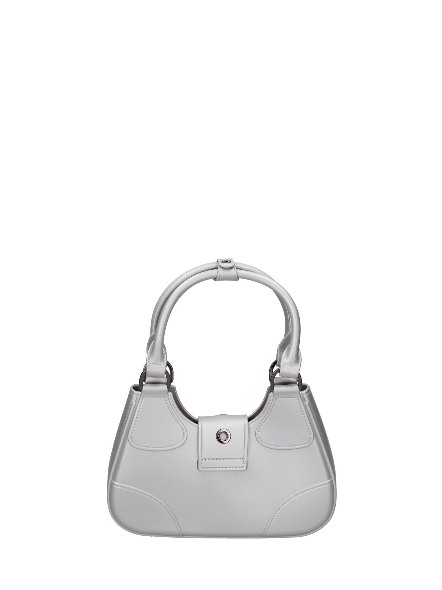 Borsa a mano da donna 100% gomma FLAT CIRCLE-GLACIER GRAY-SATIN CDF Marc Ellis