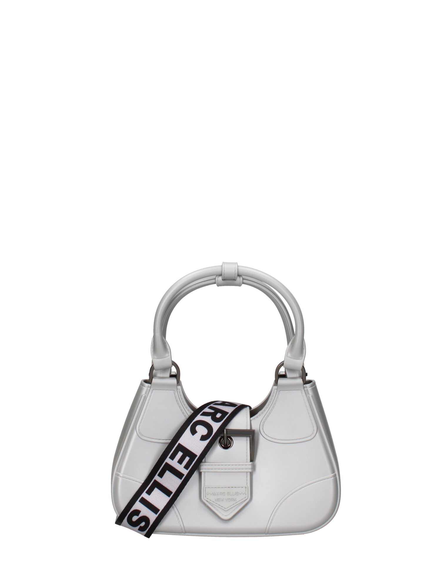 Borsa a mano da donna 100% gomma FLAT CIRCLE-GLACIER GRAY-SATIN CDF Marc Ellis