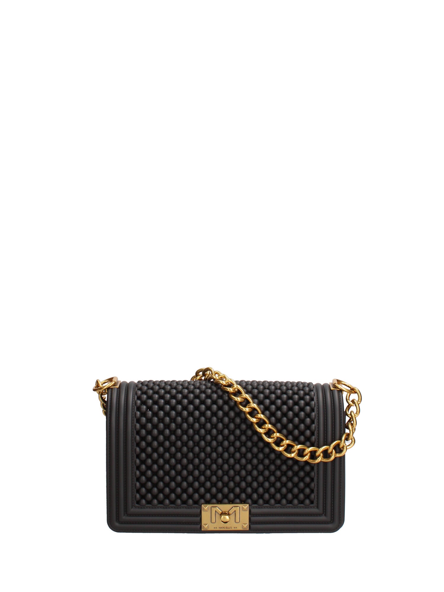 Borsa a mano da donna 100% gomma FLAT M BALL 24-BLACK-LIGHT OTTONE Marc Ellis