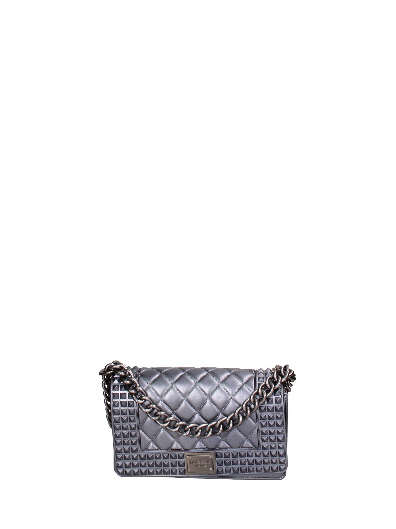 Borsa a mano donna 100% gomma FLAT PENKA S-GUN METAL-SATIN CDF Marc Ellis