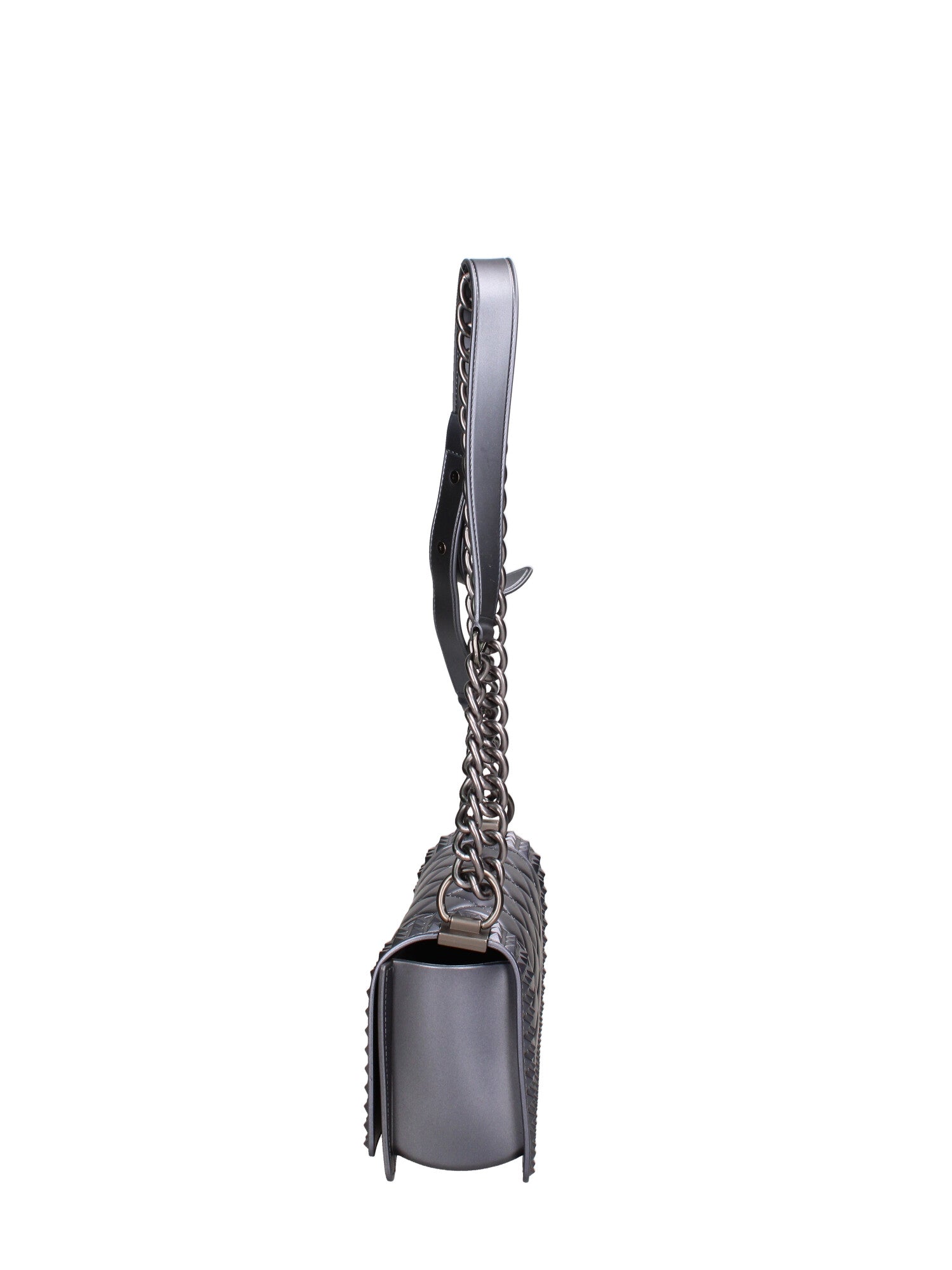 Borsa a mano donna 100% gomma FLAT PENKA S-GUN METAL-SATIN CDF Marc Ellis
