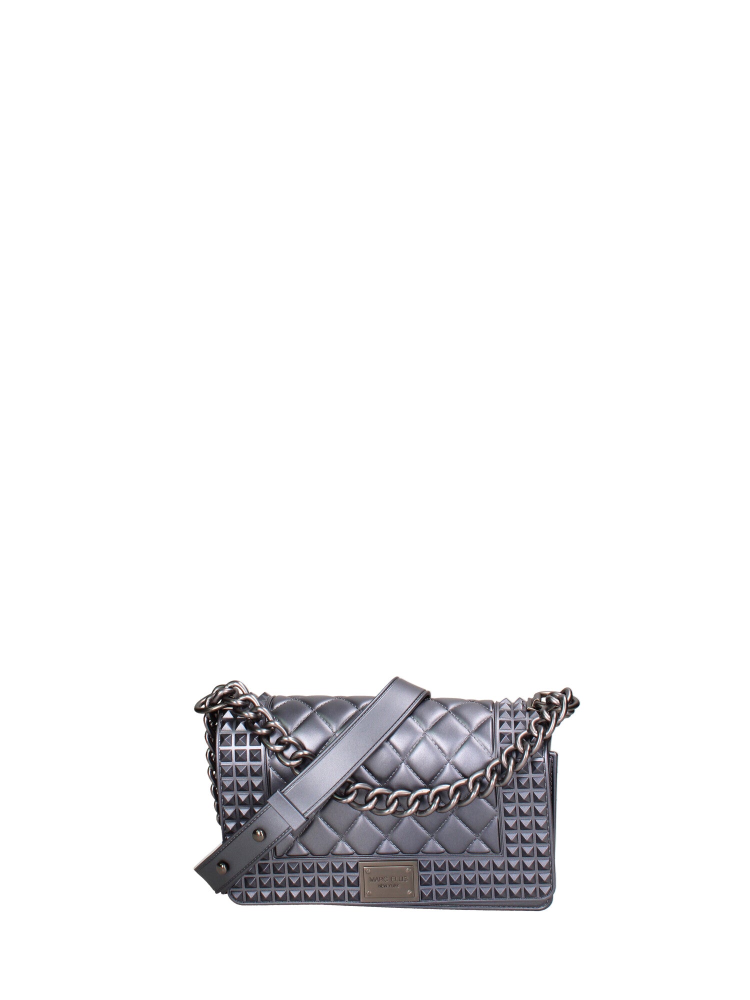 Borsa a mano donna 100% gomma FLAT PENKA S-GUN METAL-SATIN CDF Marc Ellis