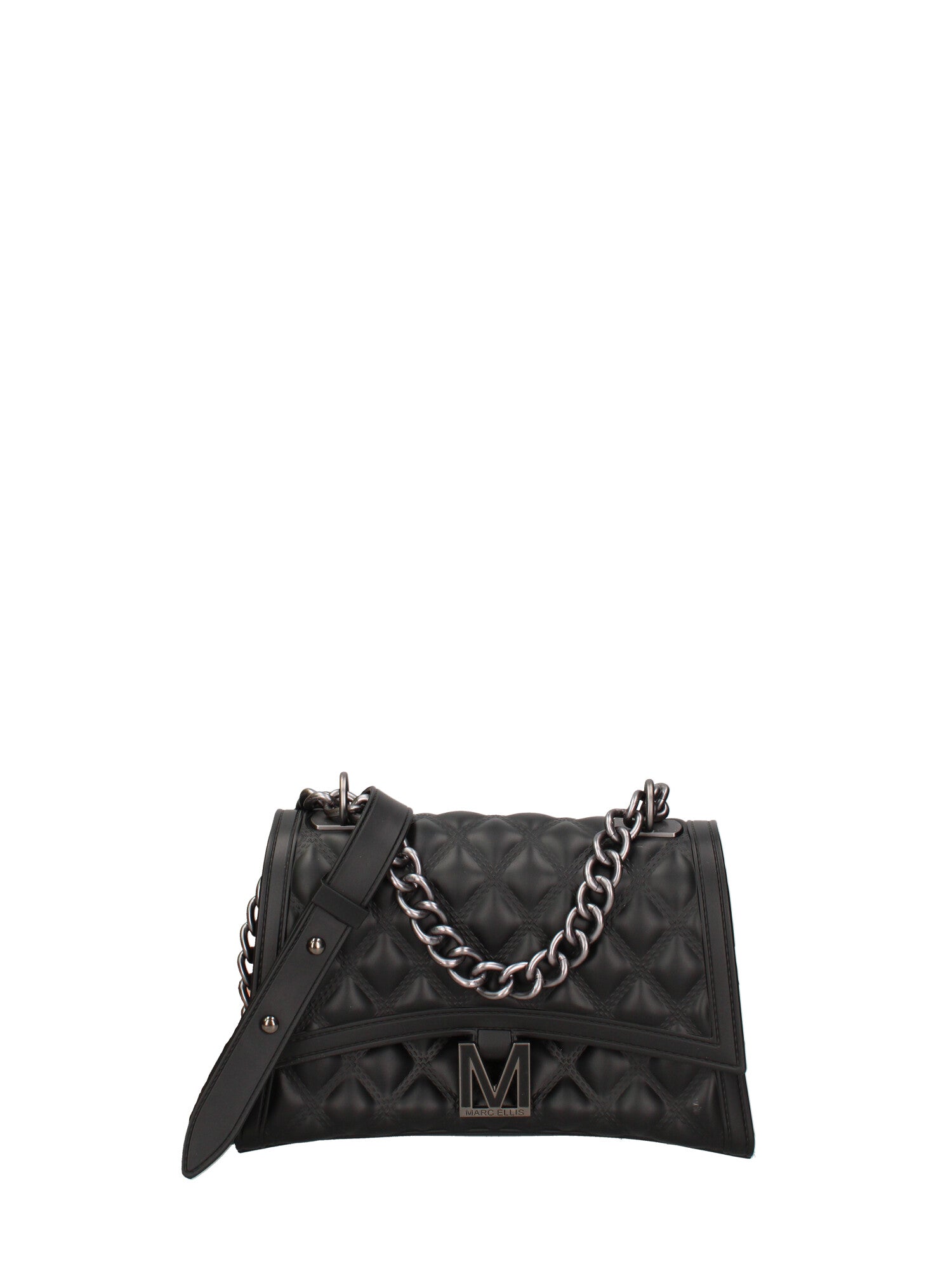 Borsa a mano da donna 100% gomma FLAT RHOMBUS M 24-BLACK-SATIN CDF Marc Ellis
