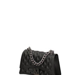 Borsa a mano da donna 100% gomma FLAT RHOMBUS M 24-BLACK-SATIN CDF Marc Ellis