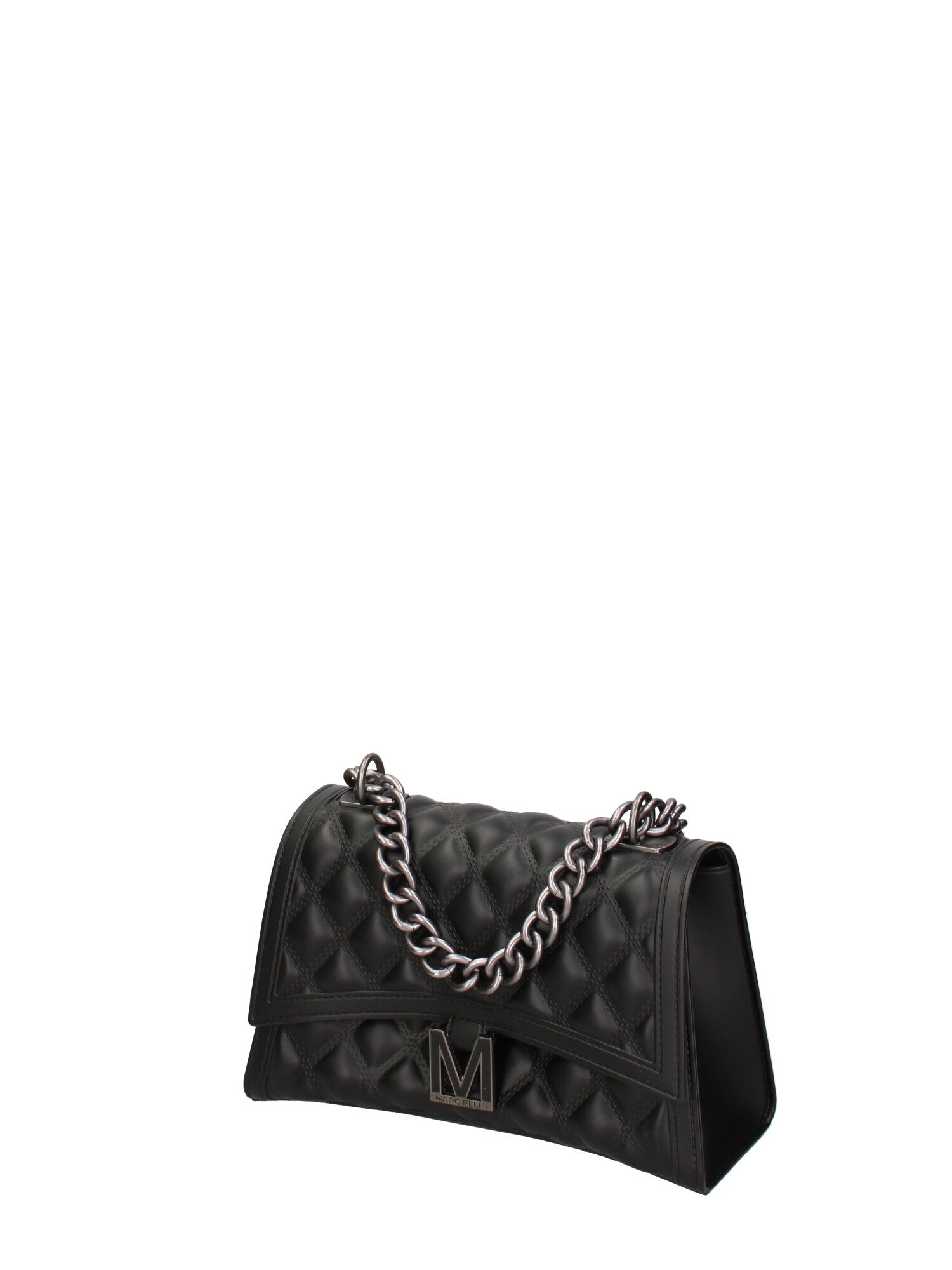 Borsa a mano da donna 100% gomma FLAT RHOMBUS M 24-BLACK-SATIN CDF Marc Ellis