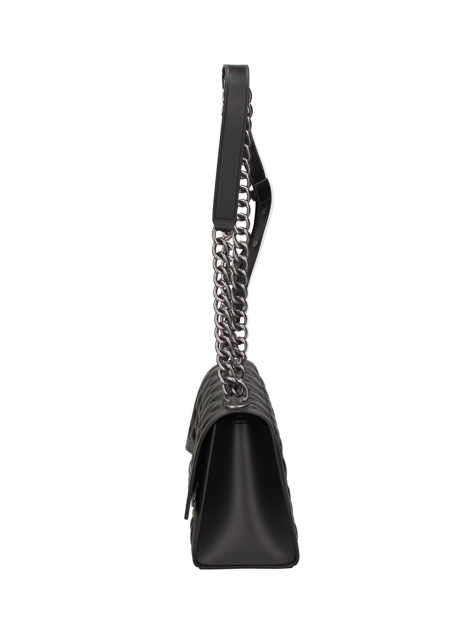 Borsa a mano da donna 100% gomma FLAT RHOMBUS M 24-BLACK-SATIN CDF Marc Ellis