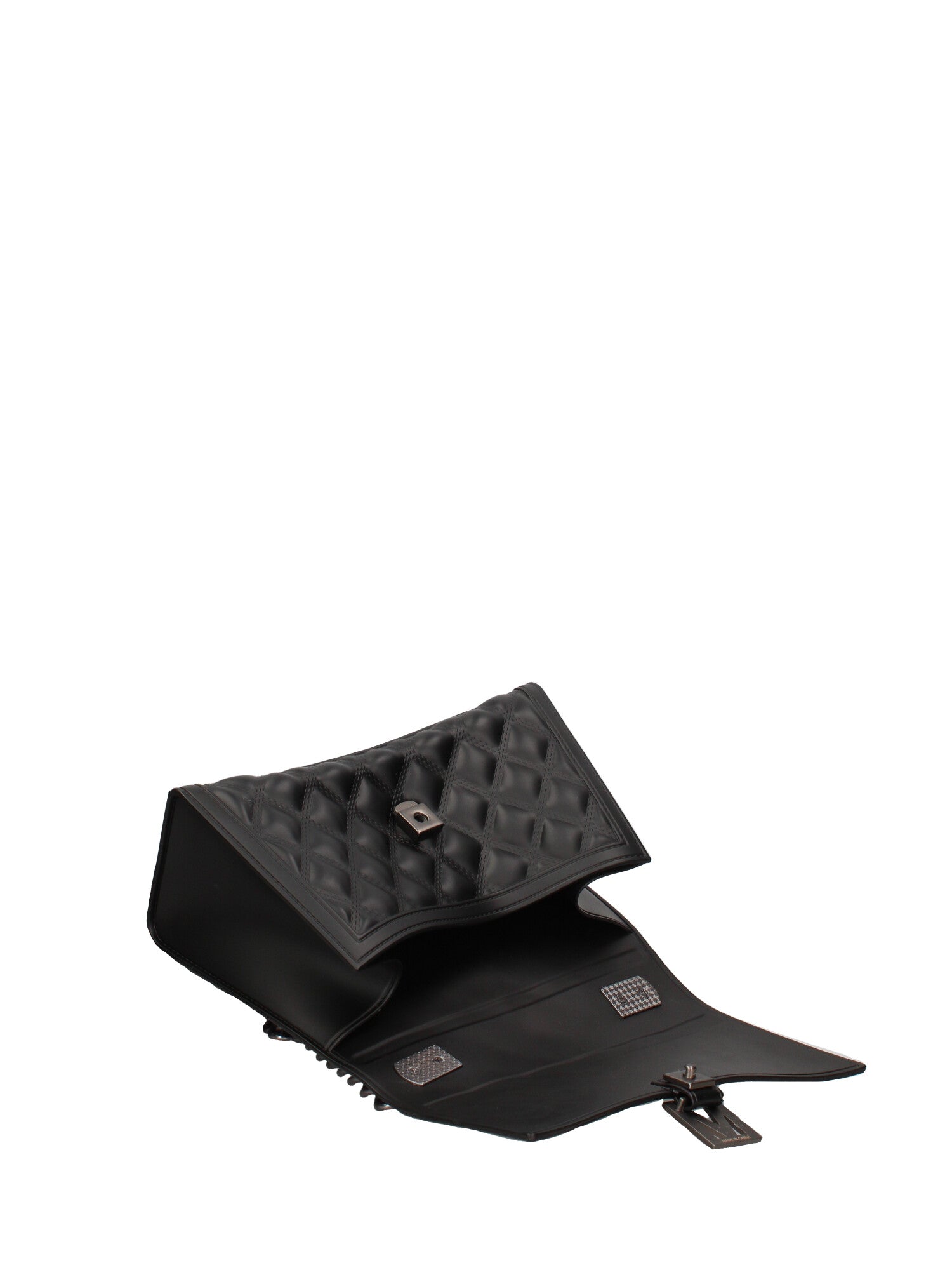 Borsa a mano da donna 100% gomma FLAT RHOMBUS M 24-BLACK-SATIN CDF Marc Ellis