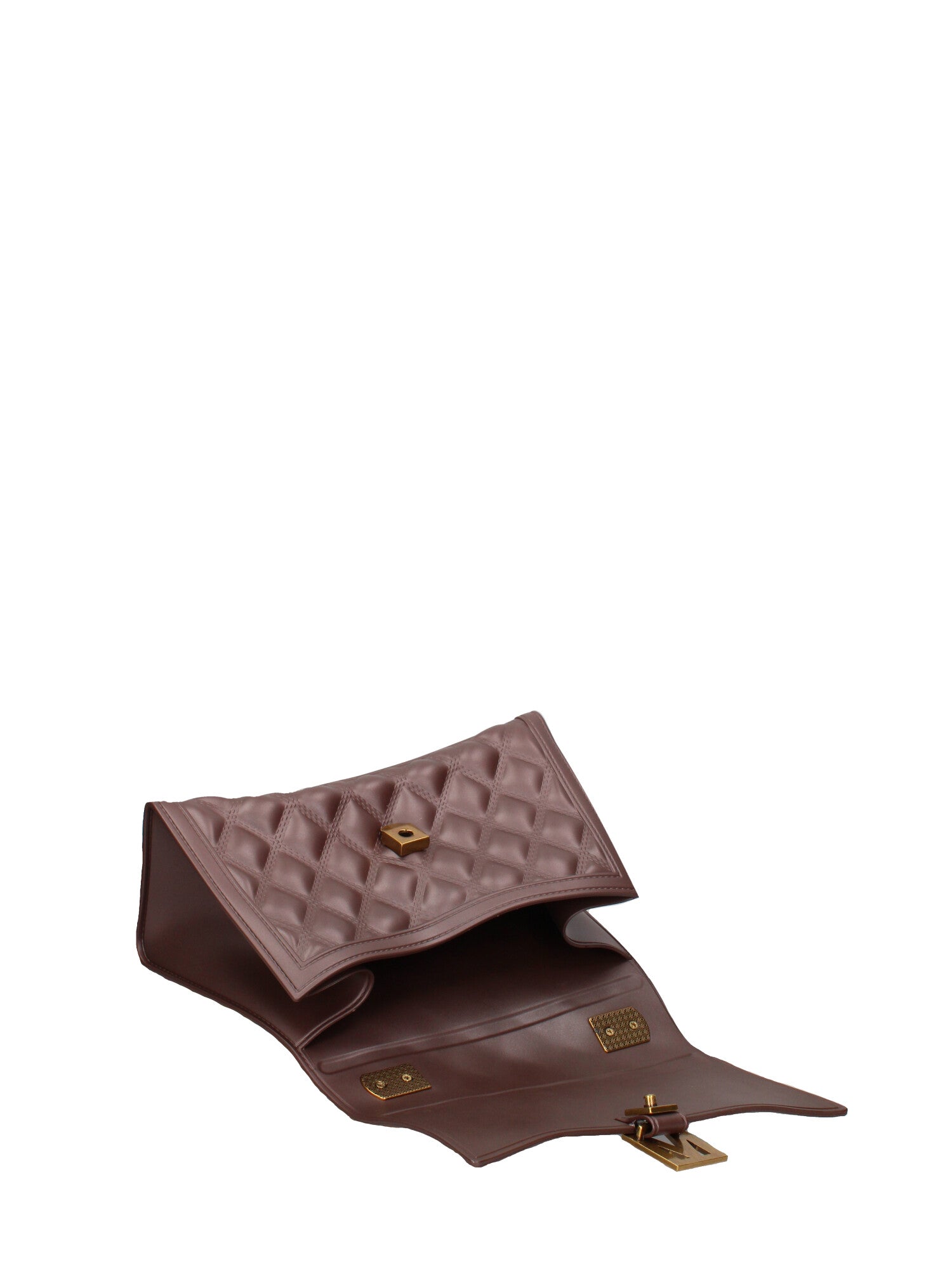 Borsa a mano da donna 100% gomma FLAT RHOMBUS M 24-CHOCOLATE-LIGHT OTTONE Marc Ellis