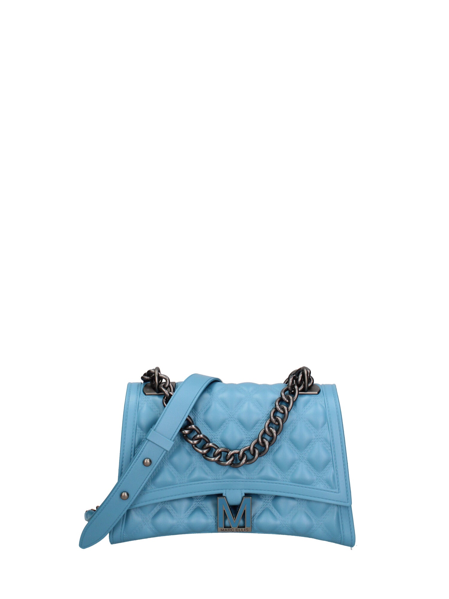 Borsa a mano da donna 100% gomma FLAT RHOMBUS M 24-SUGAR BLUE-SATIN CDF Marc Ellis