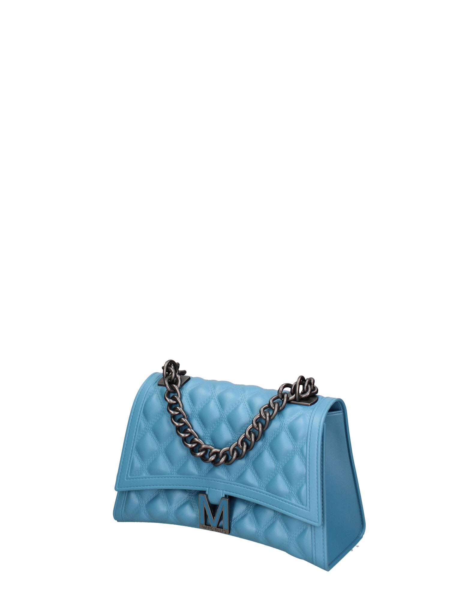 Borsa a mano da donna 100% gomma FLAT RHOMBUS M 24-SUGAR BLUE-SATIN CDF Marc Ellis