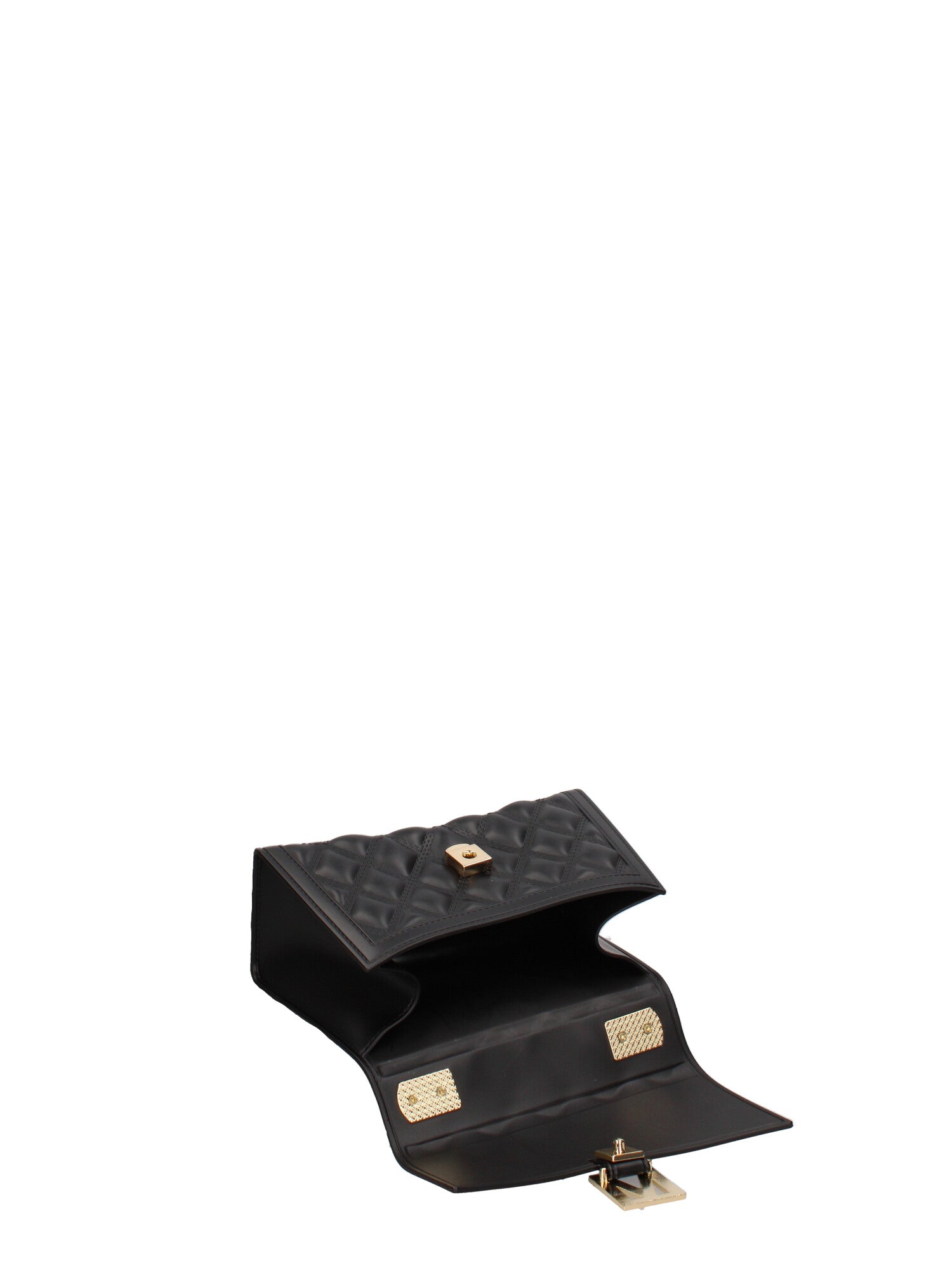 Borsa a mano donna 100% gomma FLAT RHOMBUS S 24-BLACK-GOLD Marc Ellis