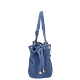 Borsa a Mano in Vera Pelle Blu Jeans