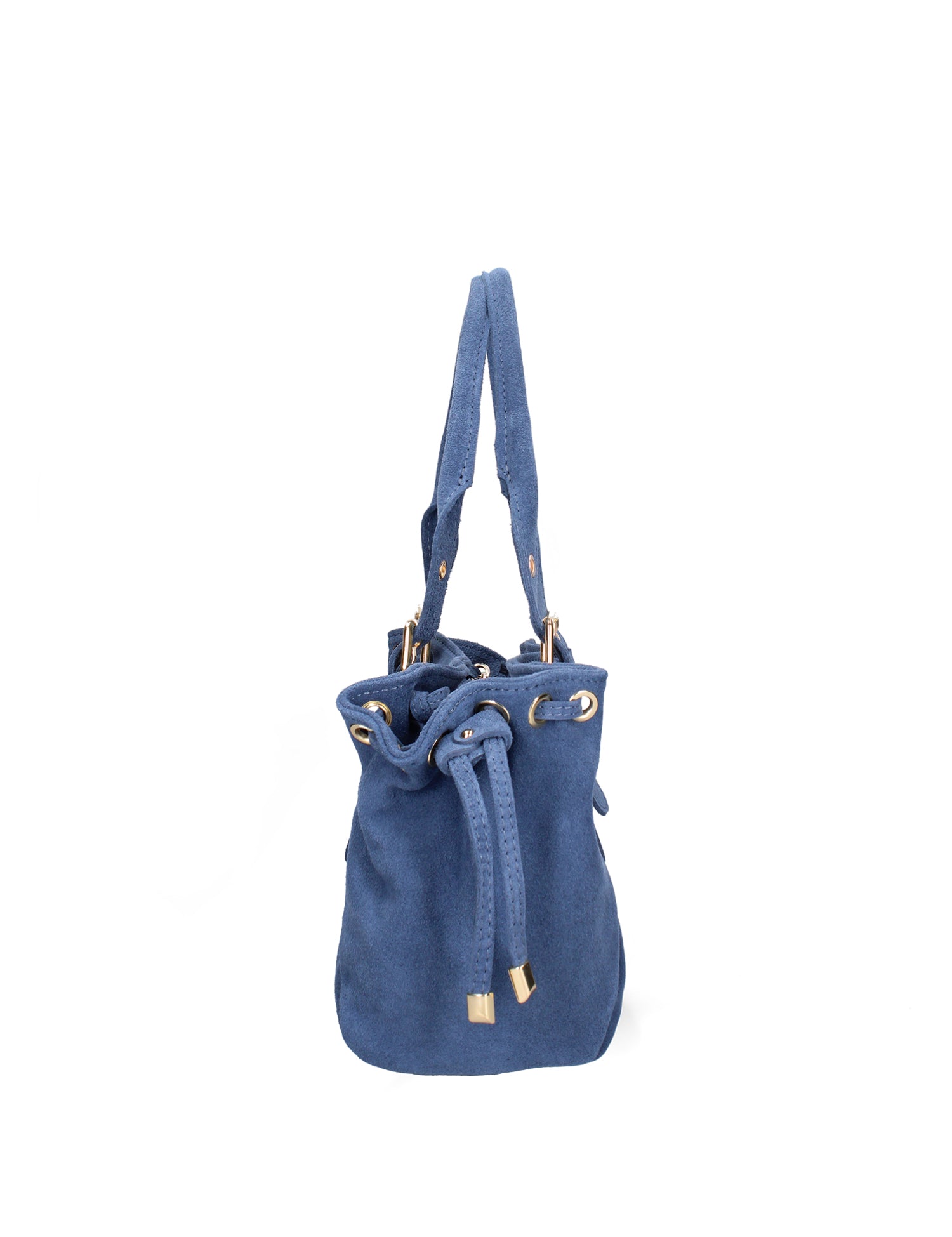 Borsa a Mano in Vera Pelle Blu Jeans