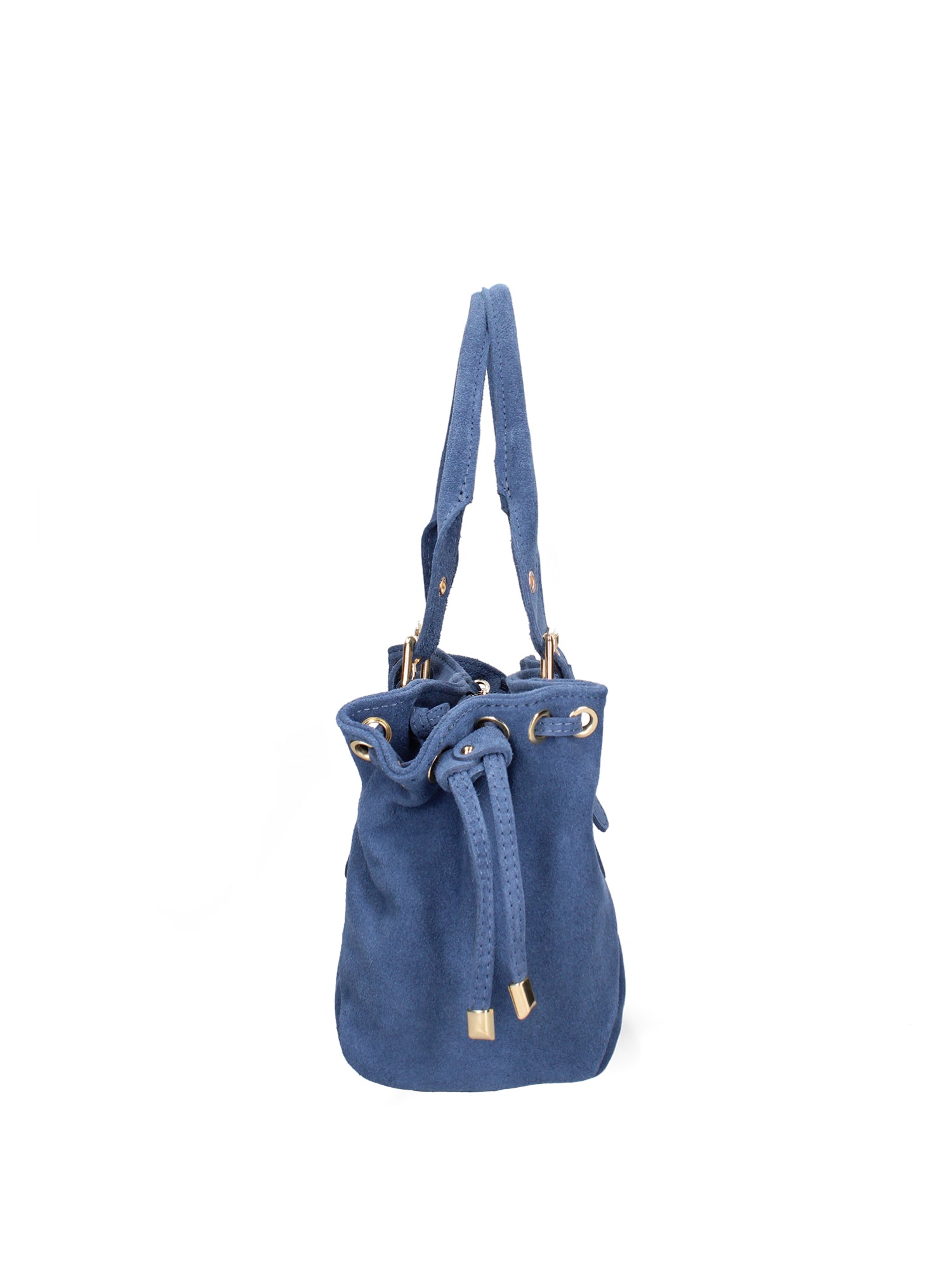 Borsa a Mano in Vera Pelle Blu Jeans