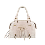 Borsa a Spalla in Genuine Printed Suede Leather Beige