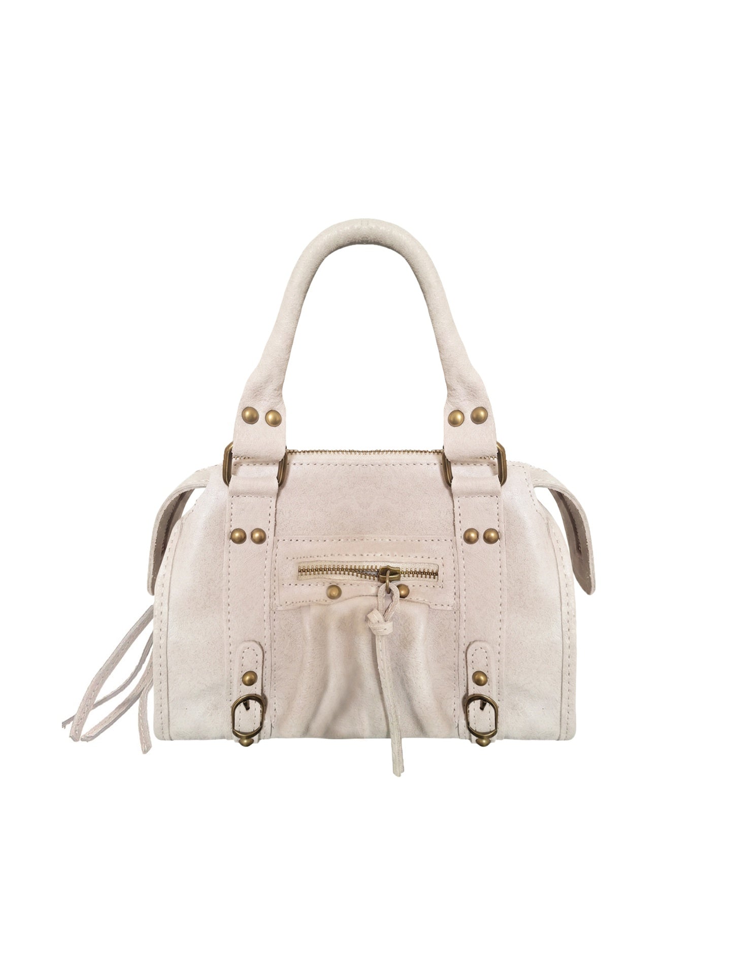 Borsa a Spalla in Genuine Printed Suede Leather Beige