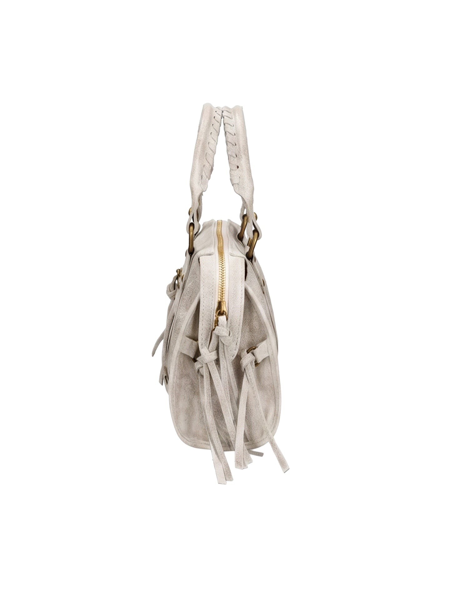 Borsa a Spalla in Genuine Printed Suede Leather Beige