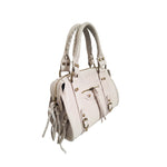 Borsa a Spalla in Genuine Printed Suede Leather Beige