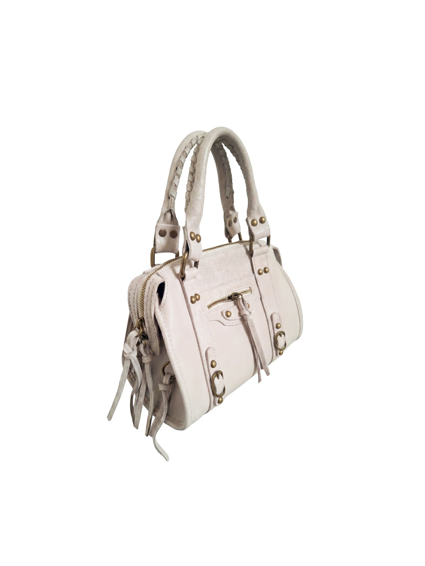 Borsa a Spalla in Genuine Printed Suede Leather Beige