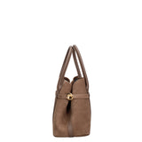 Borsa a Mano in Vera Pelle Beige Scuro