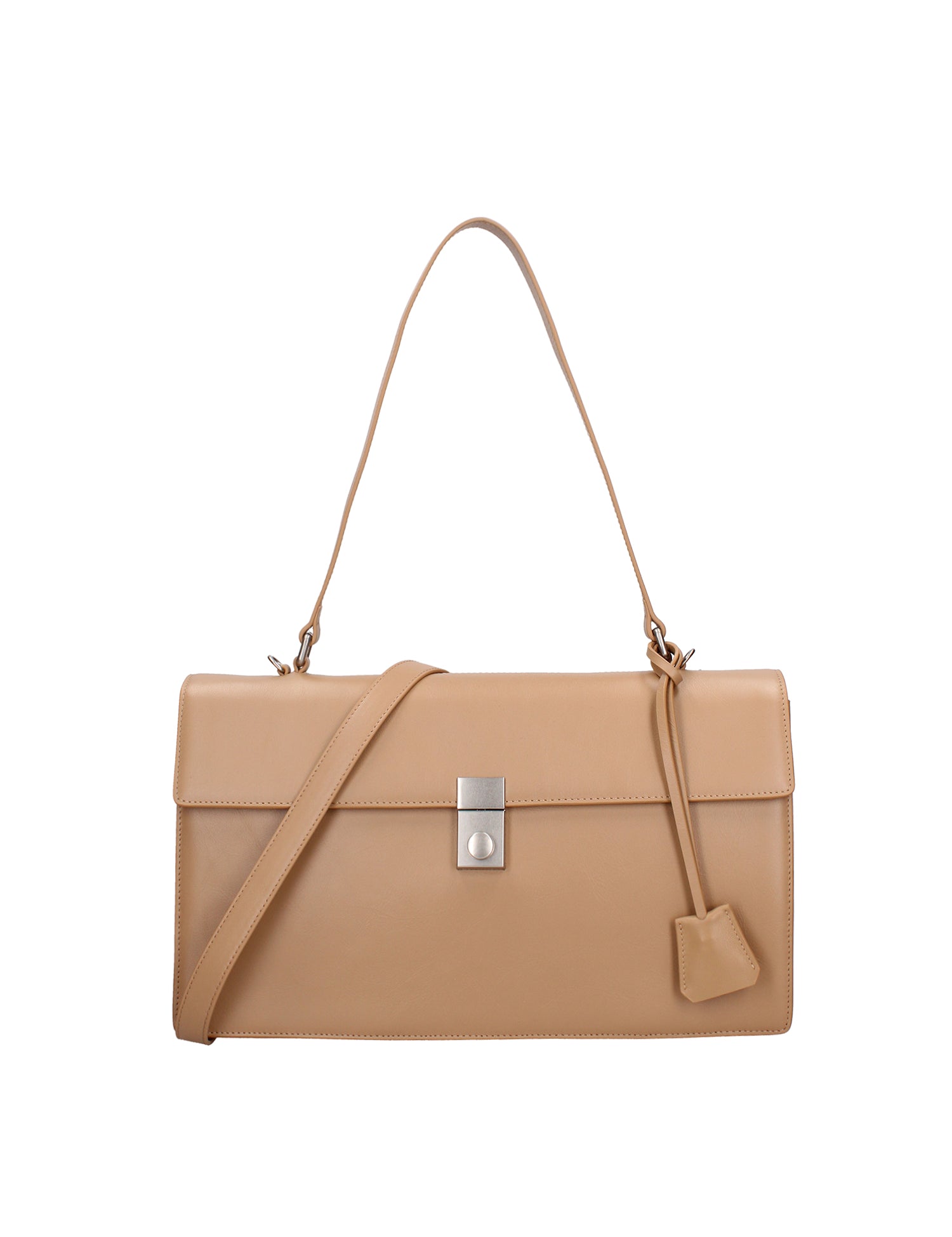 Borsa a Spalla in Vera Pelle Beige Scuro