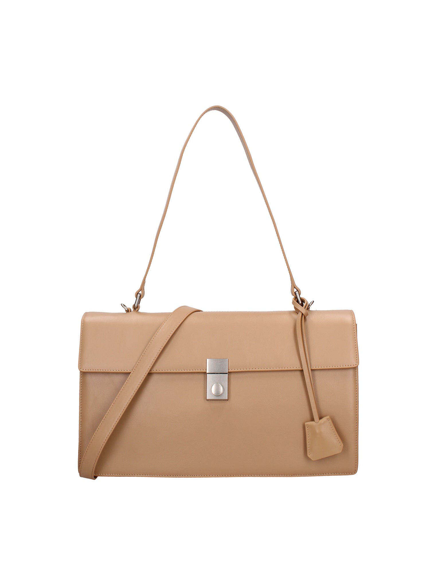 Borsa a Spalla in Vera Pelle Beige Scuro