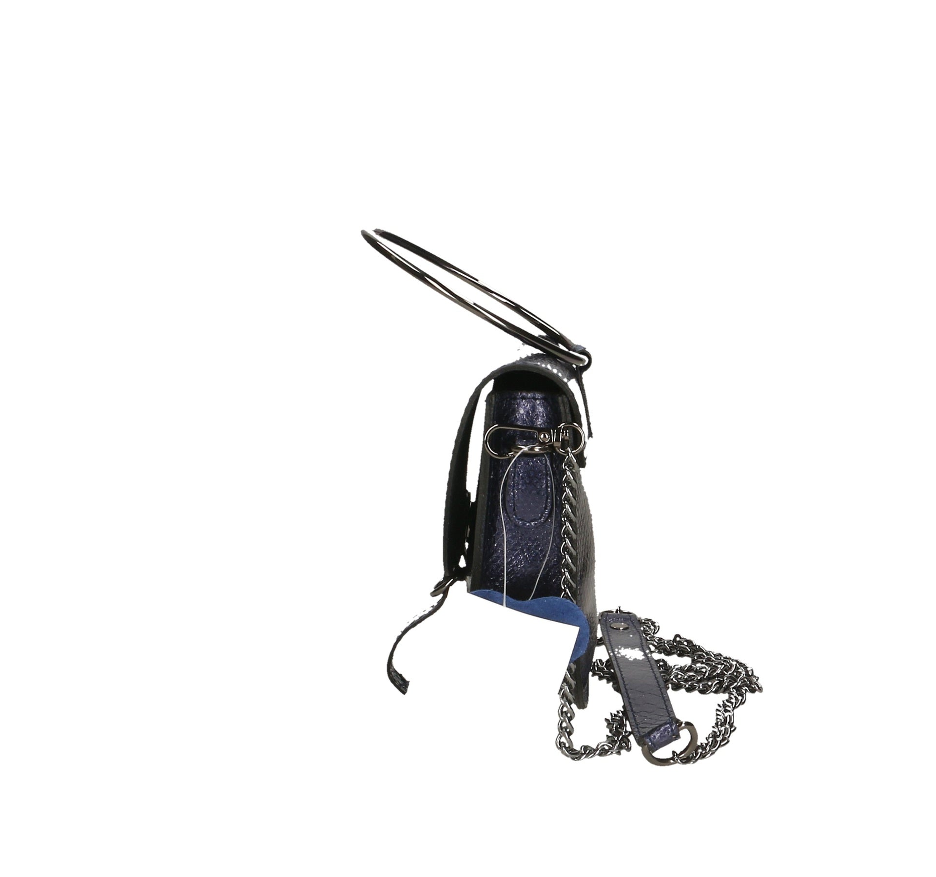 Borsa a Tracolla in Genuine Printed Suede Leather Blu