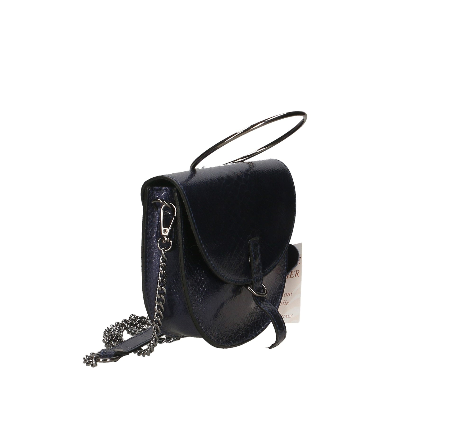 Borsa a Tracolla in Genuine Printed Suede Leather Blu