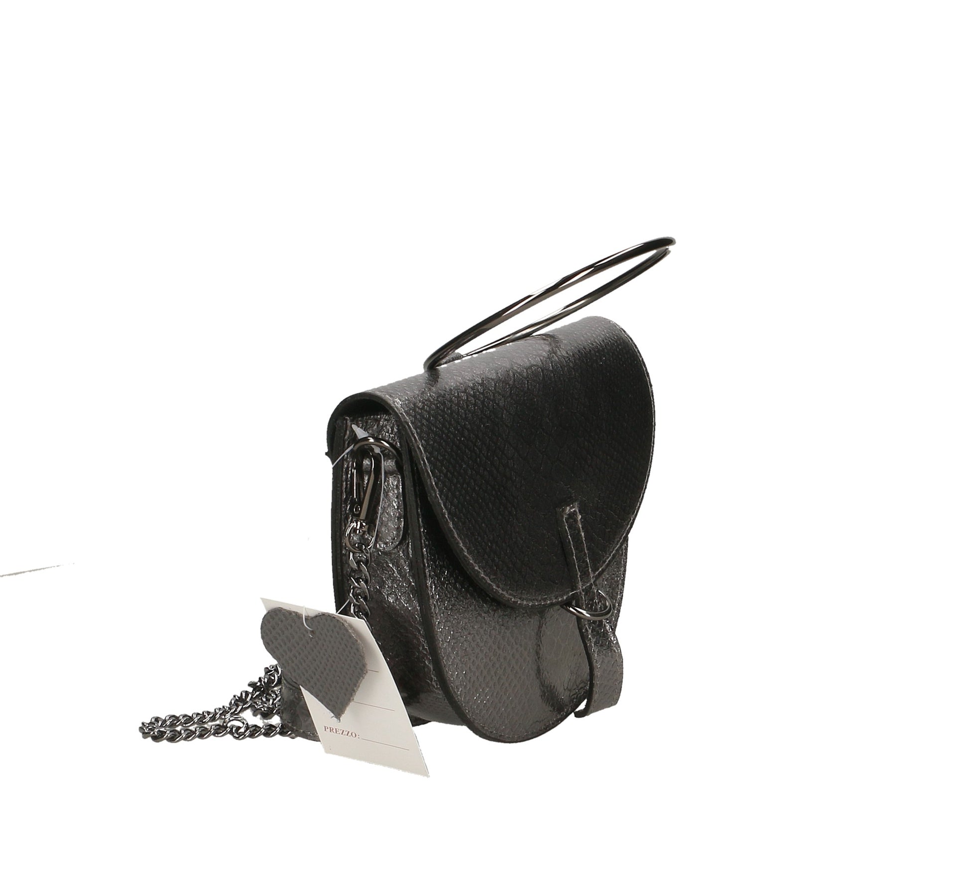 Borsa a Tracolla in Genuine Printed Suede Leather Grigio