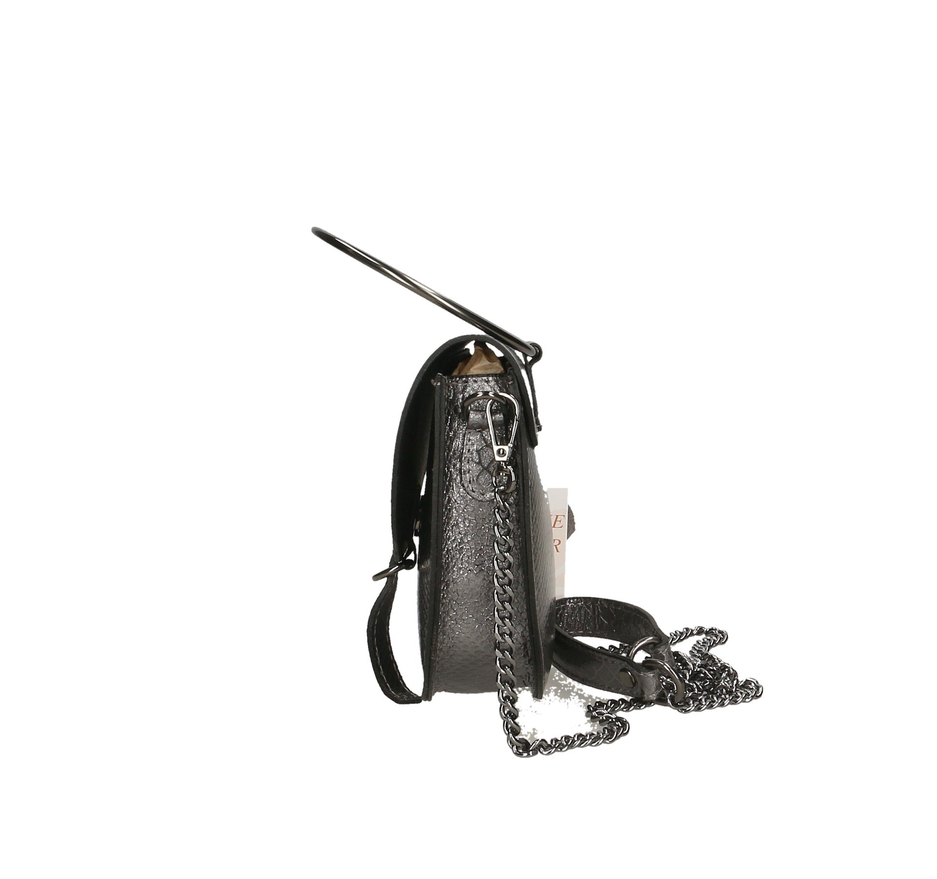 Borsa a Tracolla in Genuine Printed Suede Leather Grigio