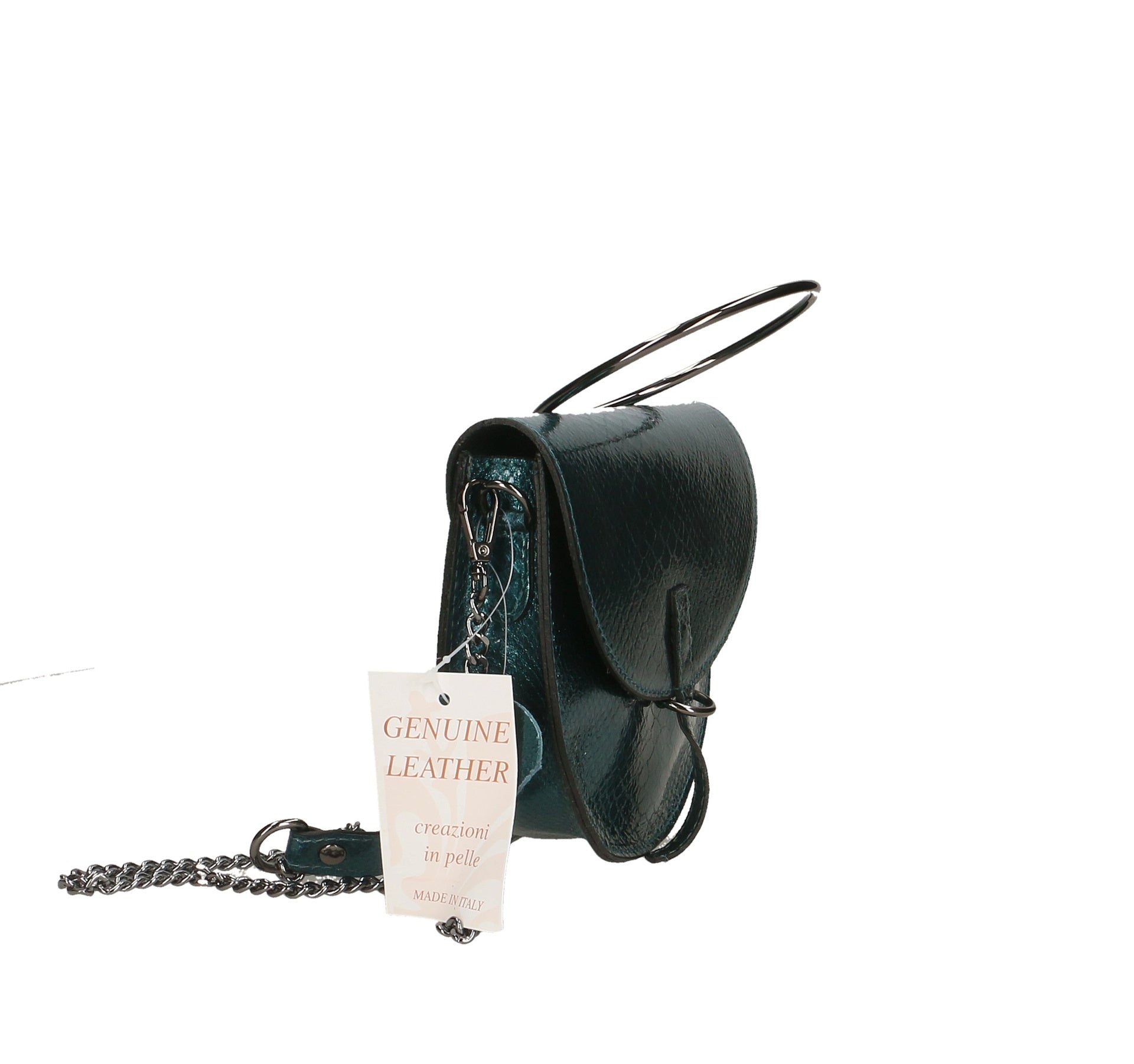 Borsa a Tracolla in Genuine Printed Suede Leather Blu Scuro