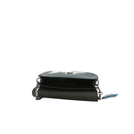 Borsa a Tracolla in Genuine Printed Suede Leather Blu Scuro