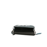 Borsa a Tracolla in Genuine Printed Suede Leather Blu Scuro