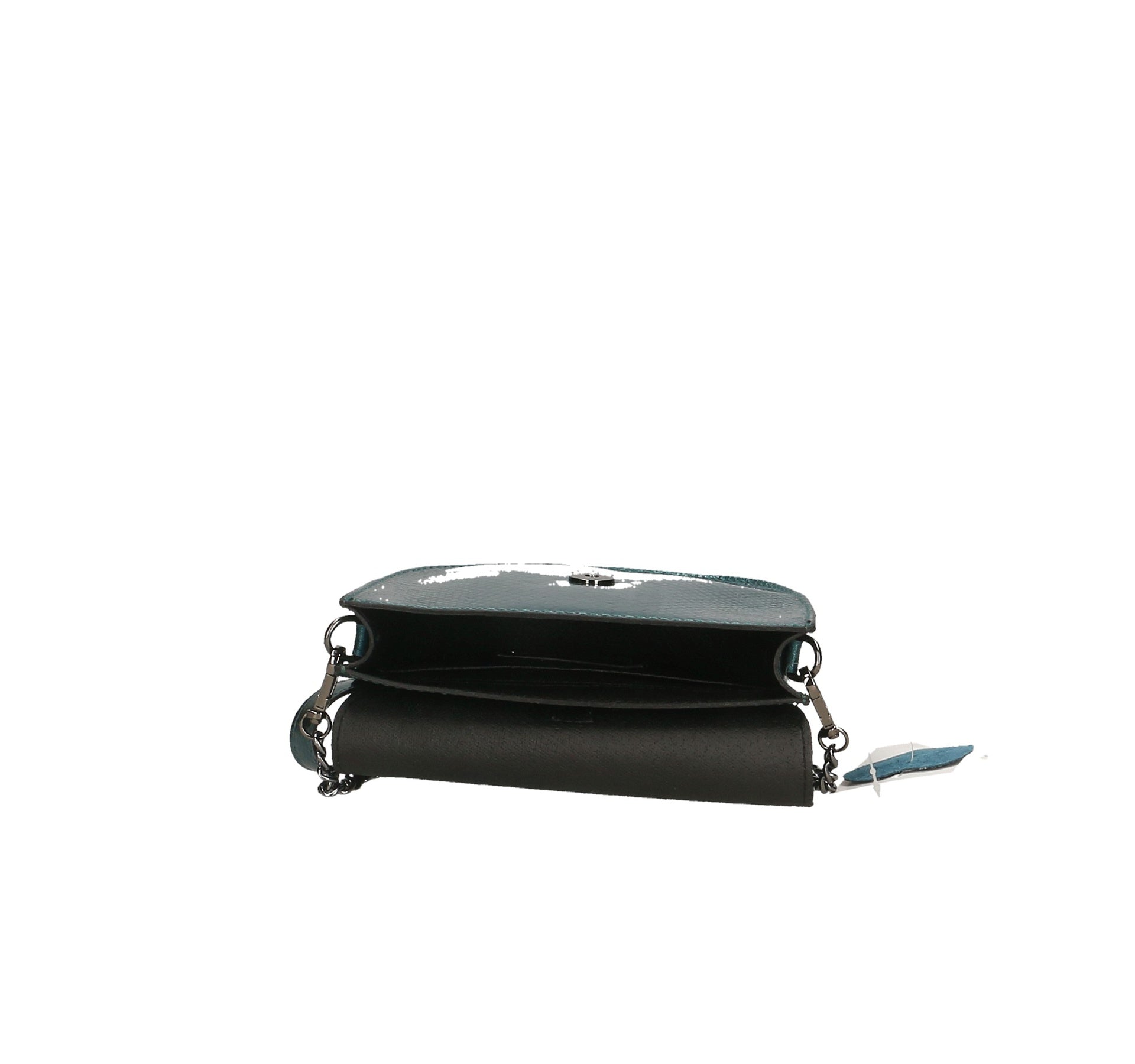 Borsa a Tracolla in Genuine Printed Suede Leather Blu Scuro