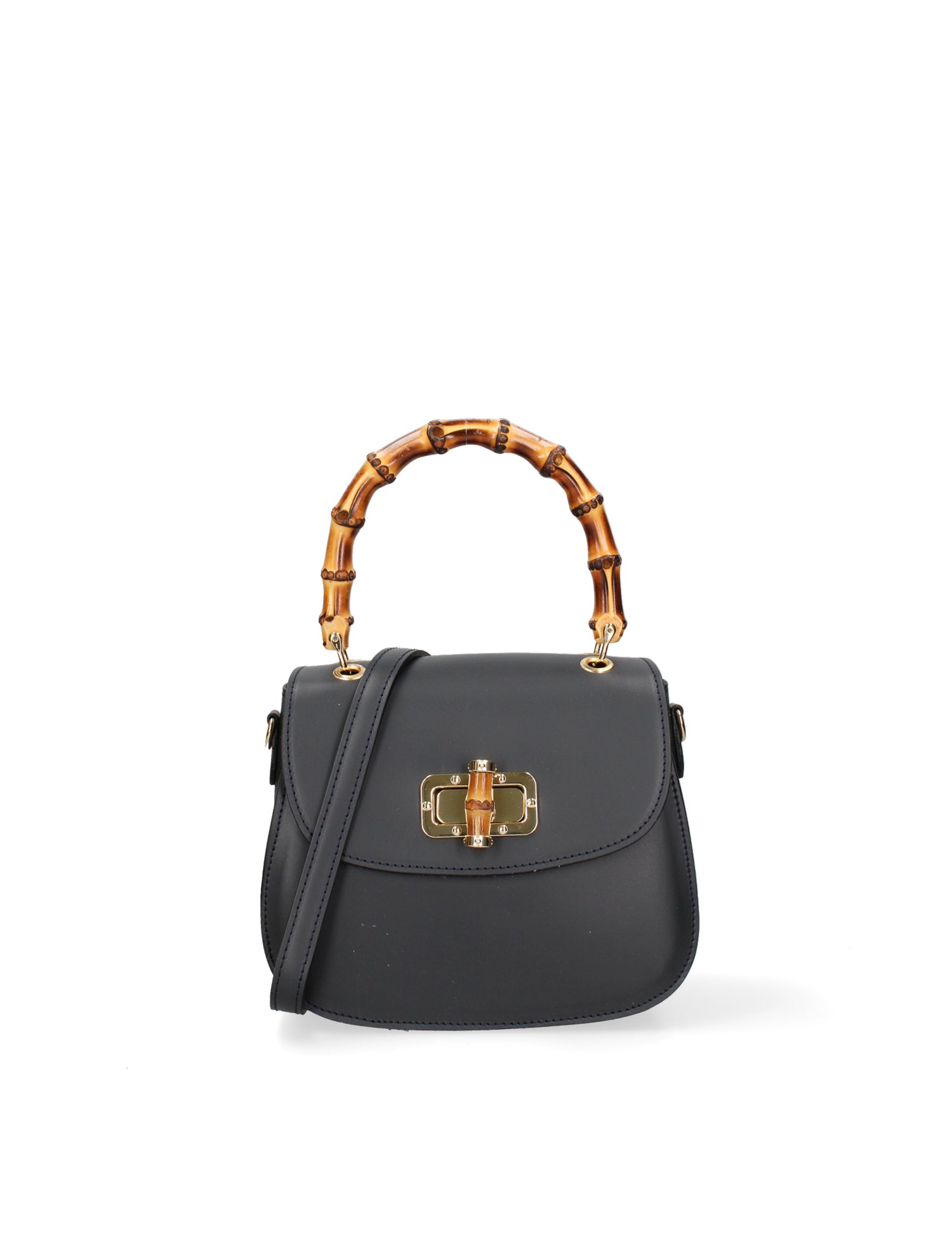 Borsa a Mano in Vera Pelle Blu Scuro