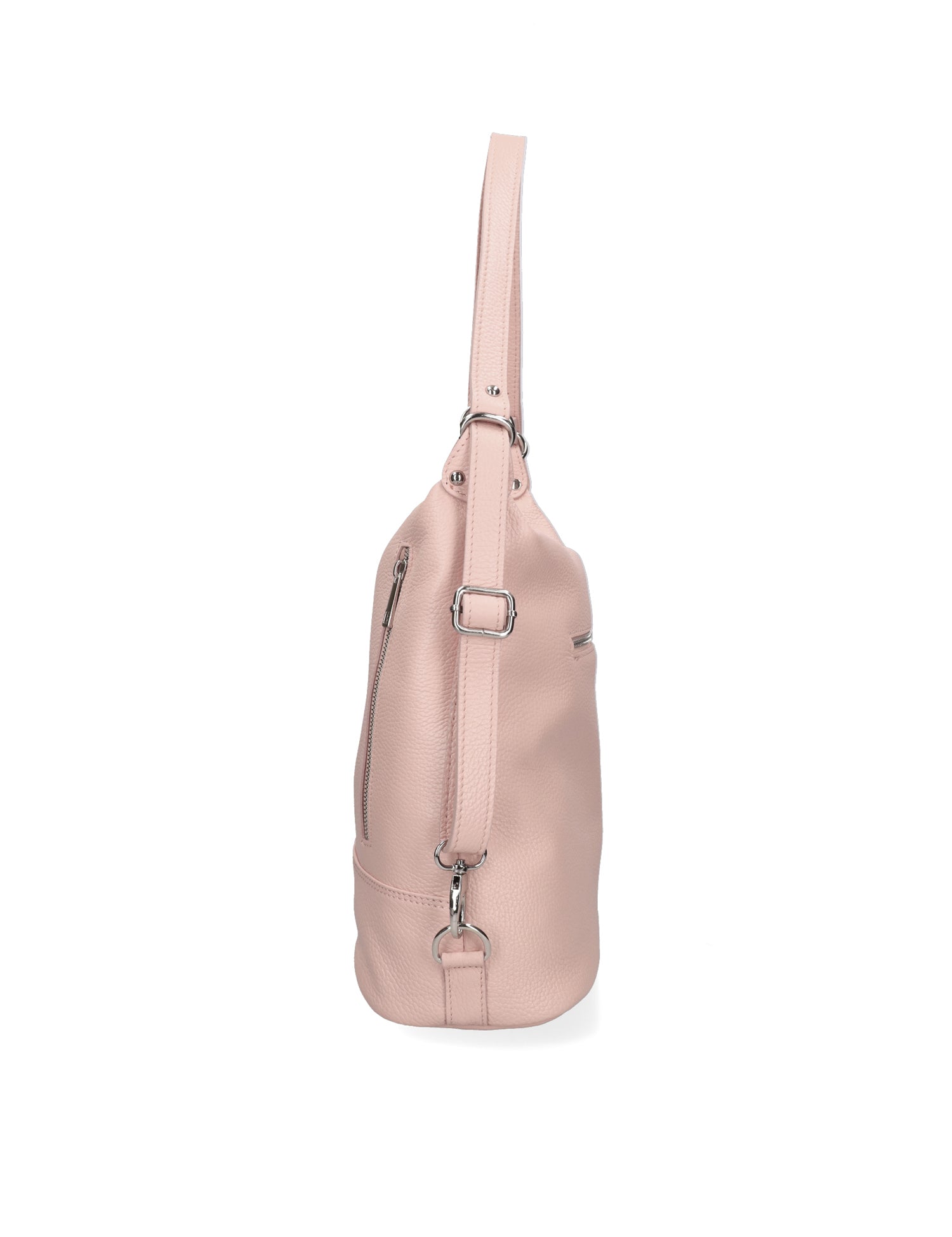 Borsa a Spalla Convertibile in Zaino in Vera Pelle Rosa Antico