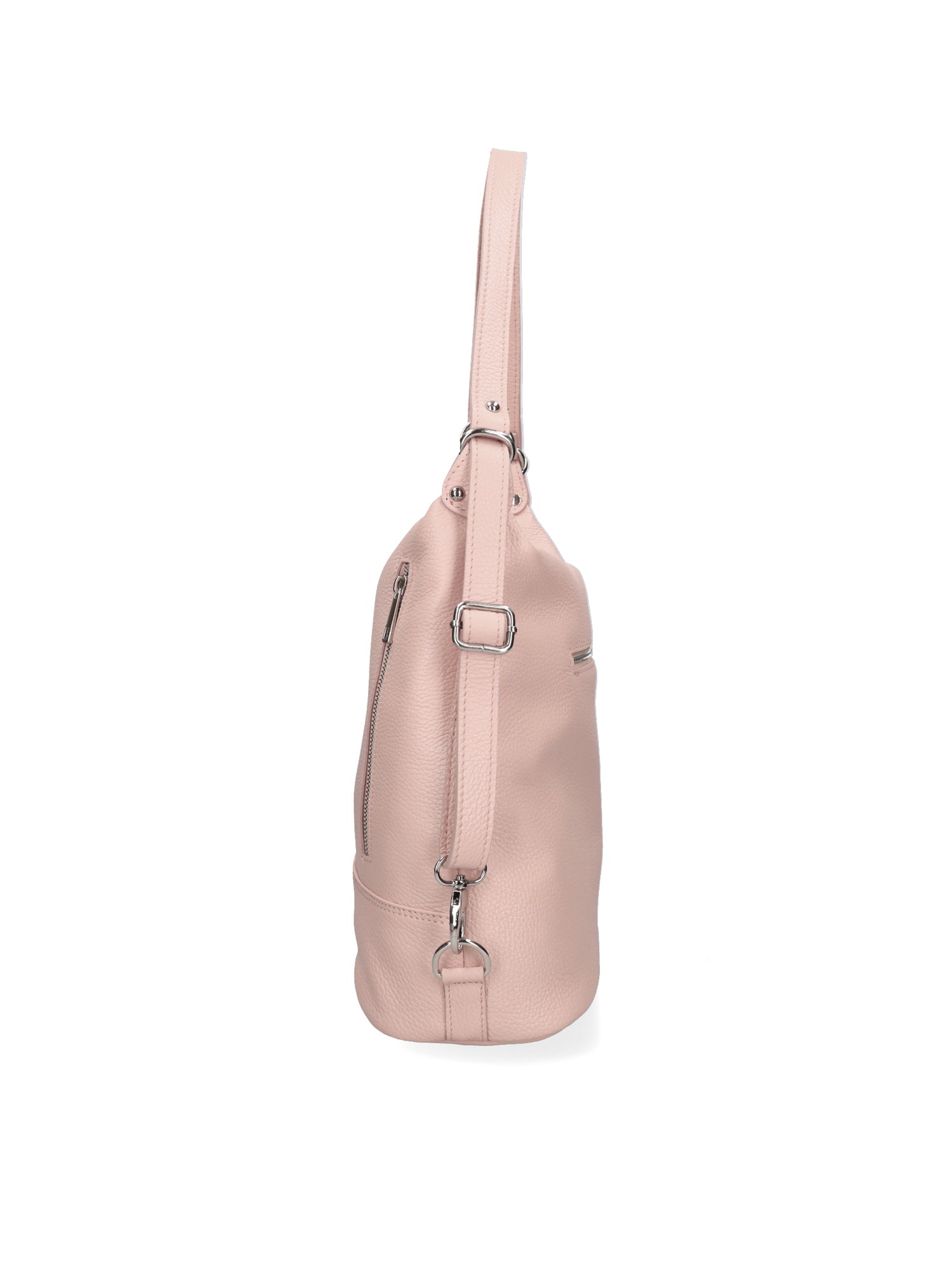 Borsa a Spalla Convertibile in Zaino in Vera Pelle Rosa Antico