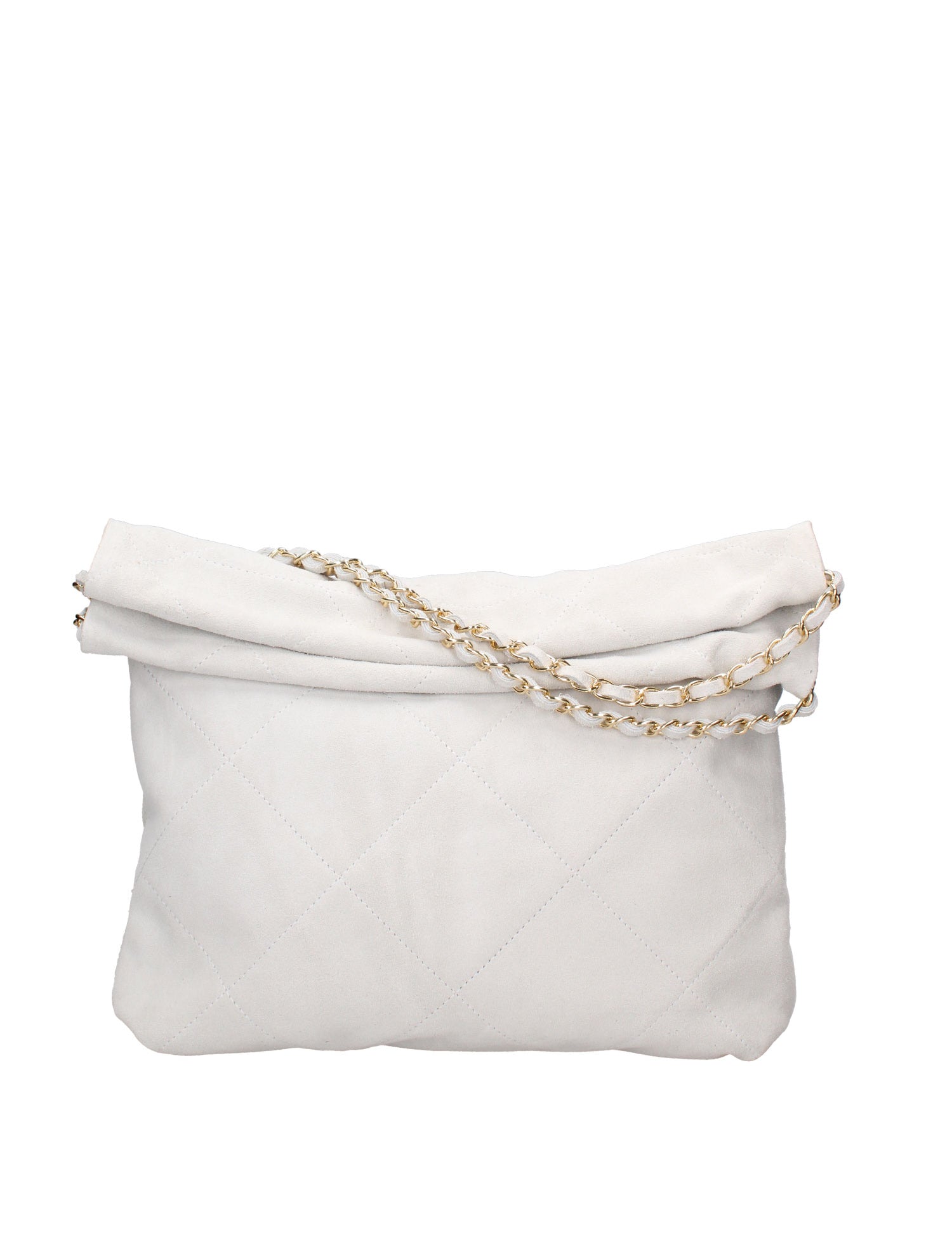 Borsa a Spalla in Vera Pelle Grigio Chiaro